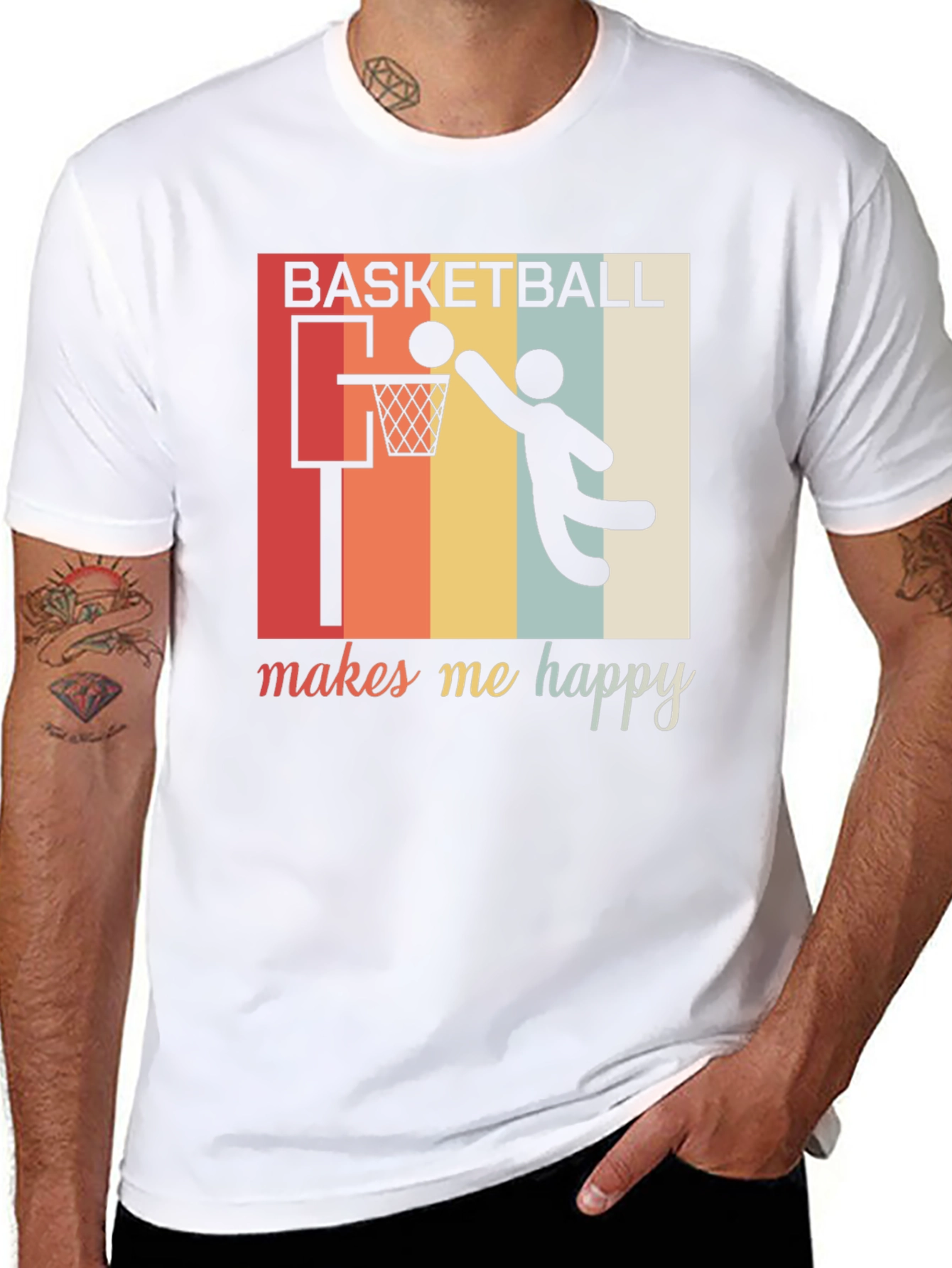 Basketball Makes Me Happy Graphic Tee