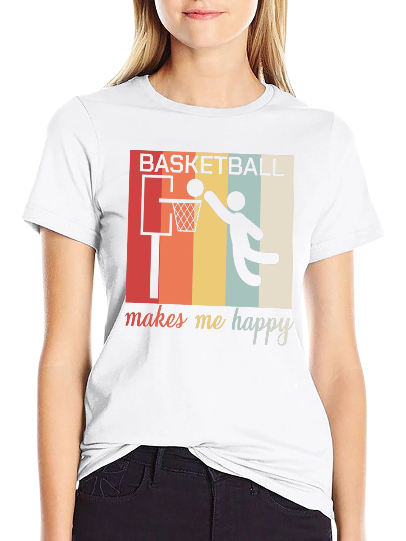 Basketball Makes Me Happy Graphic Tee