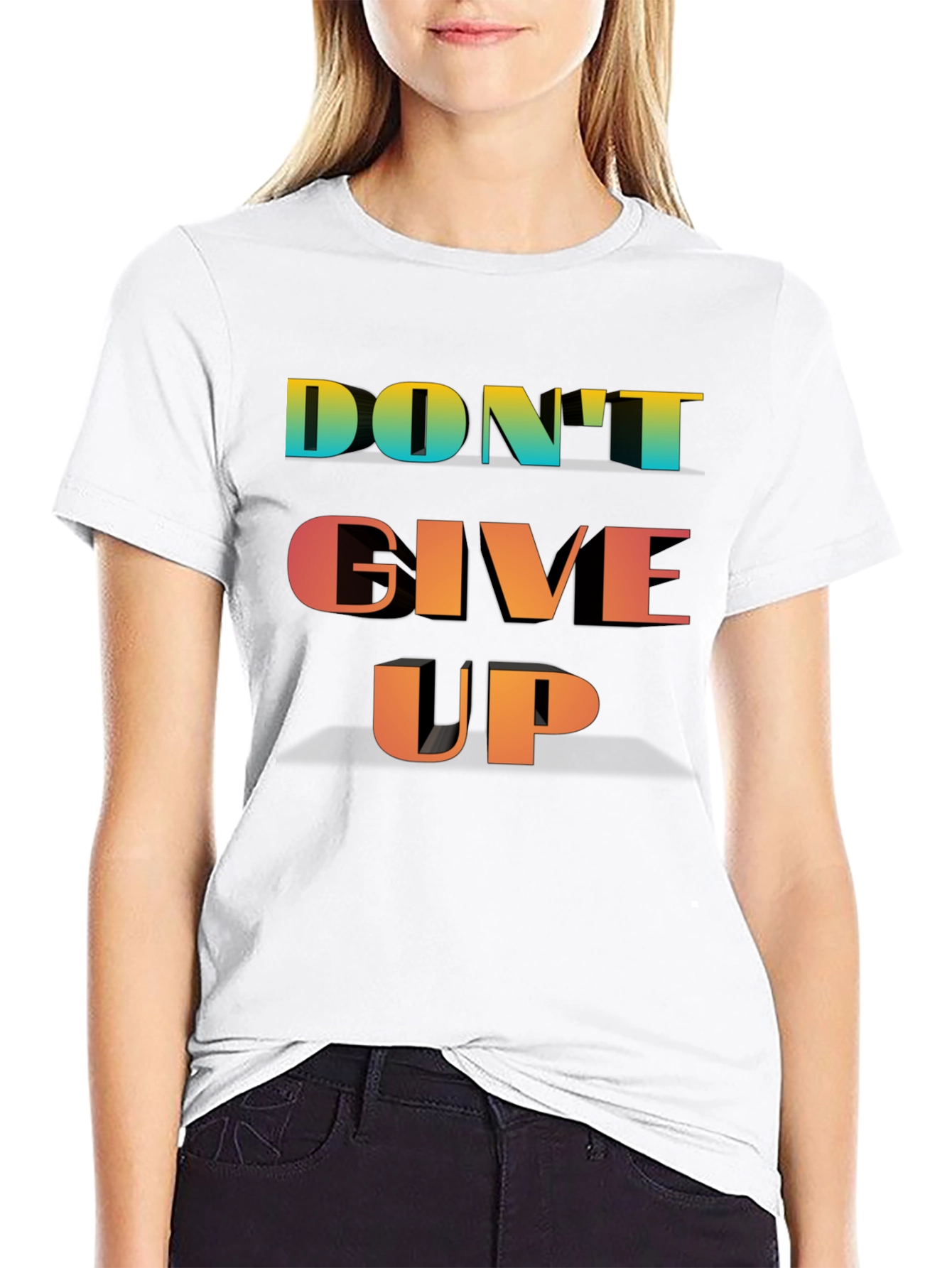 Motivational Dont Give Up Black T-Shirt