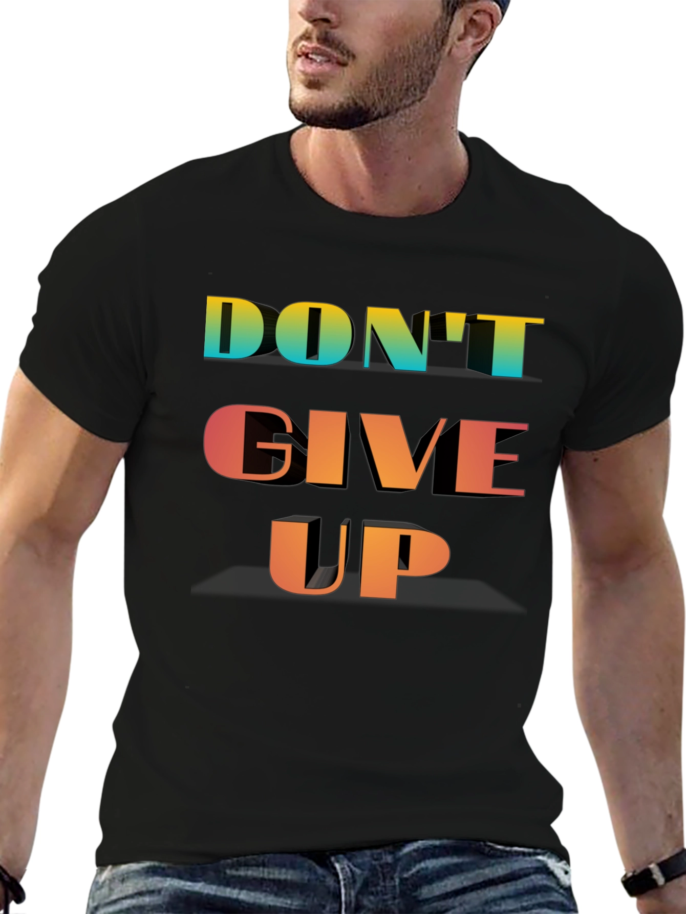 Motivational Dont Give Up Black T-Shirt