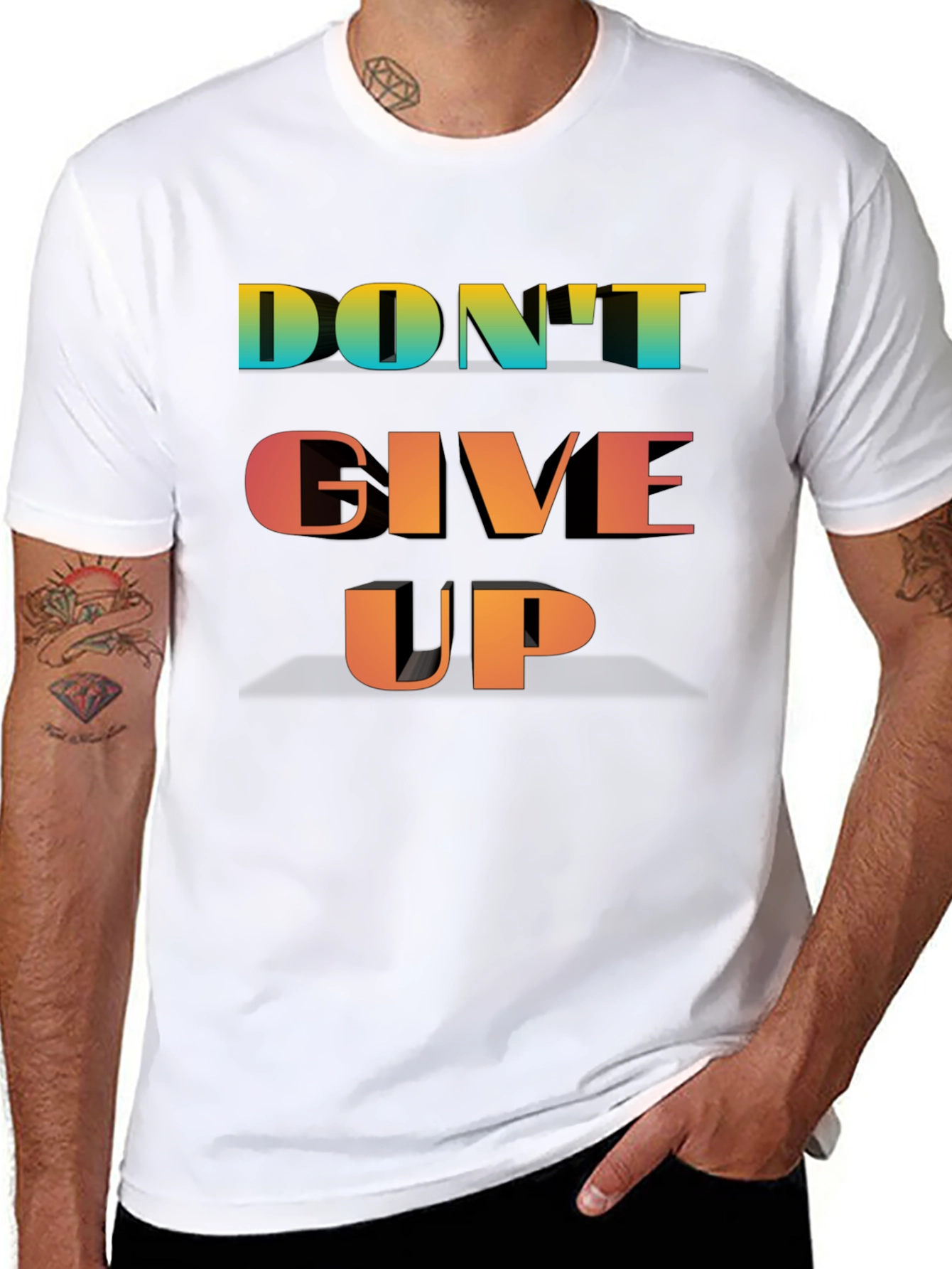 Motivational Dont Give Up Black T-Shirt