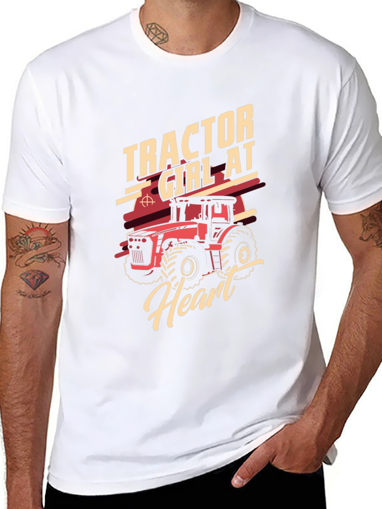 Tractor Girl at Heart Black Graphic Tee