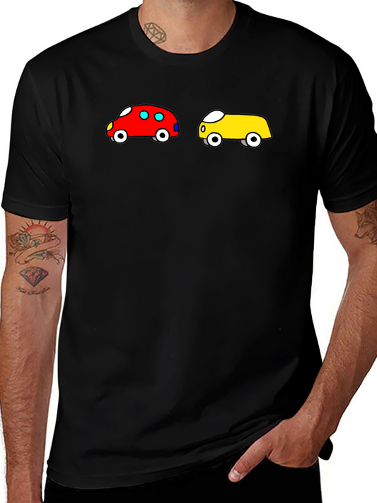 Cartoon Car Graphic Tee - Fun Black T-Shirt