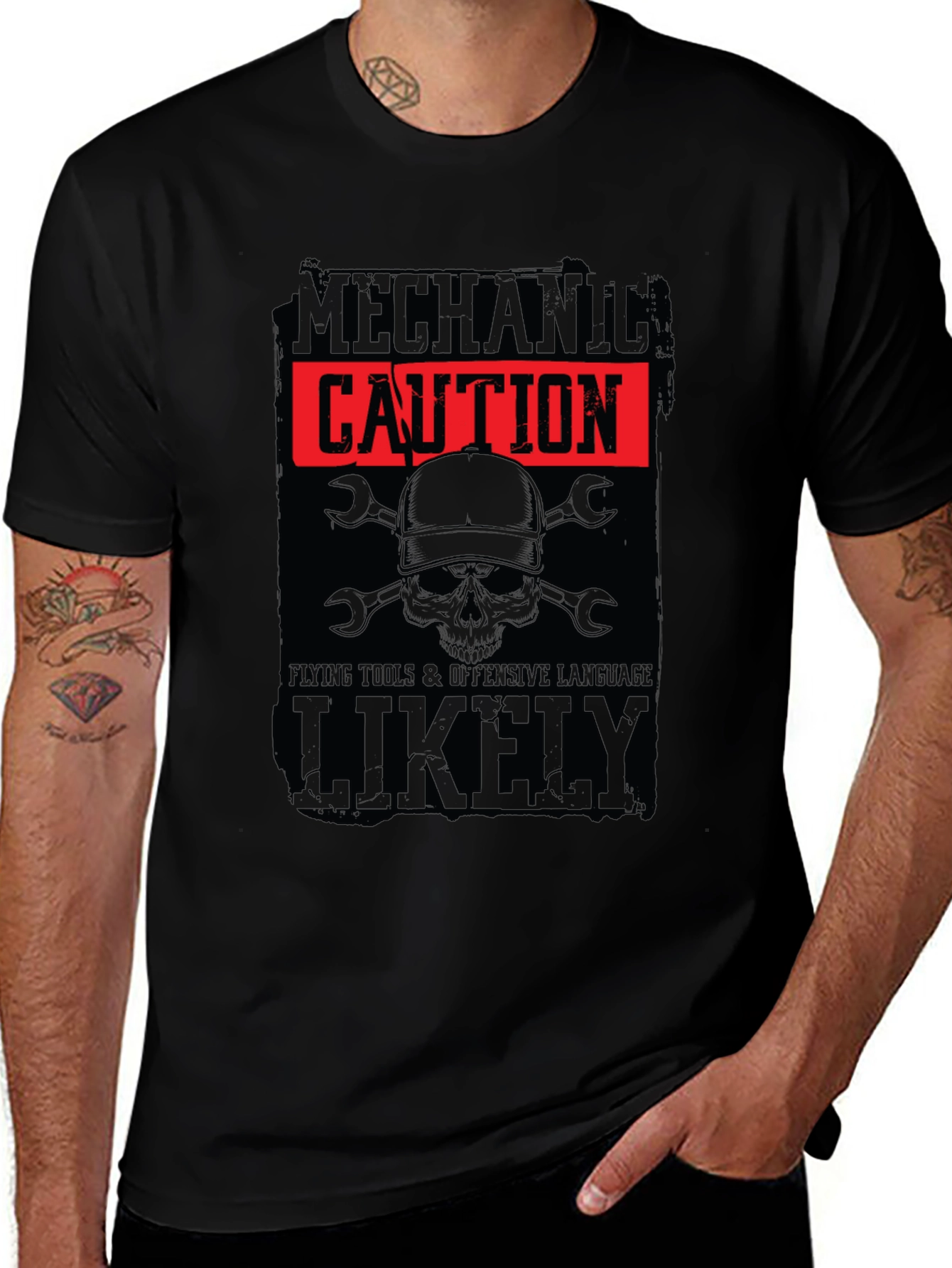 Mechanic Caution Graphic Tee - Offensive Language Likely