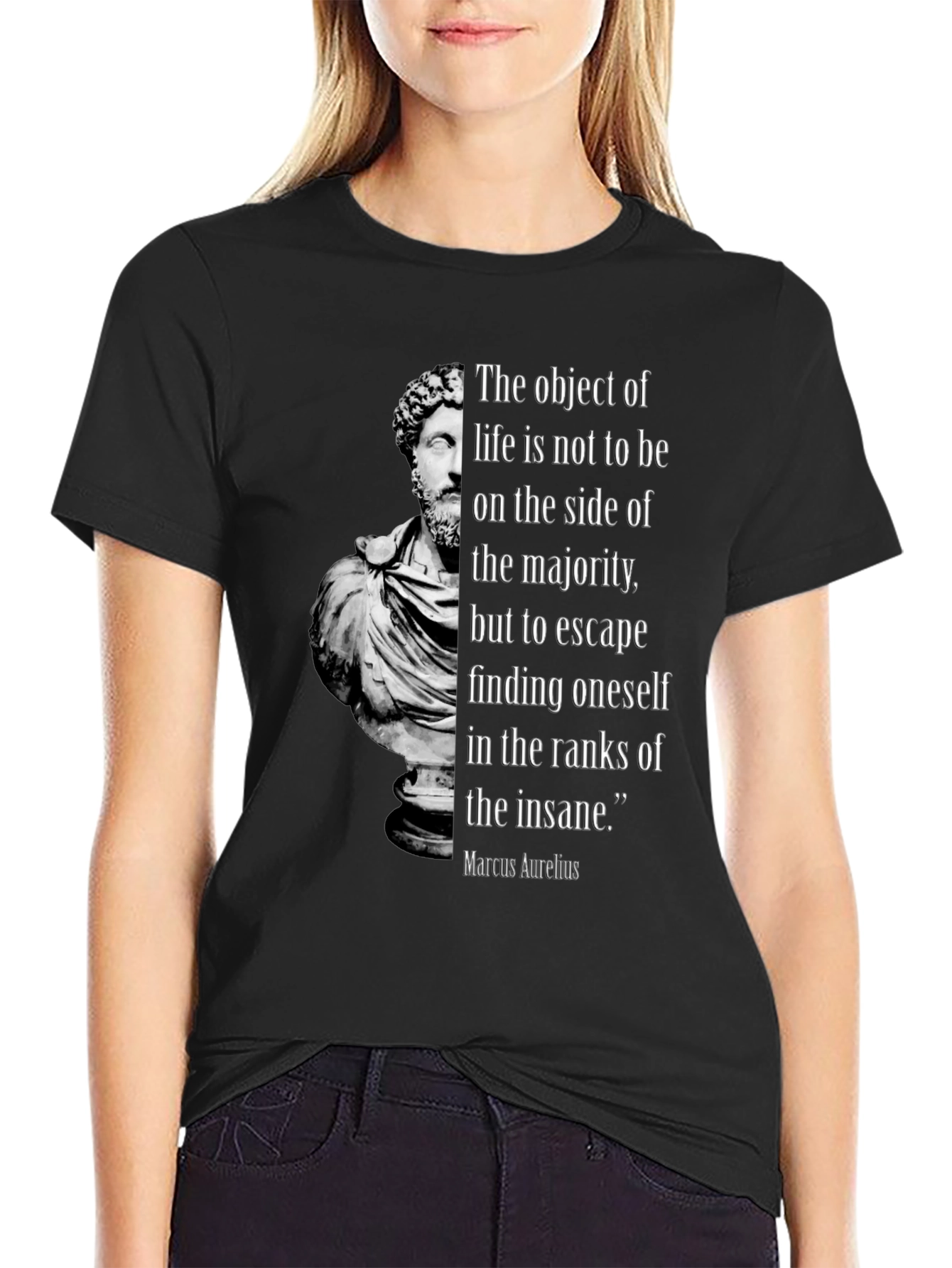 Philosophical Marcus Aurelius Quote Black T-Shirt