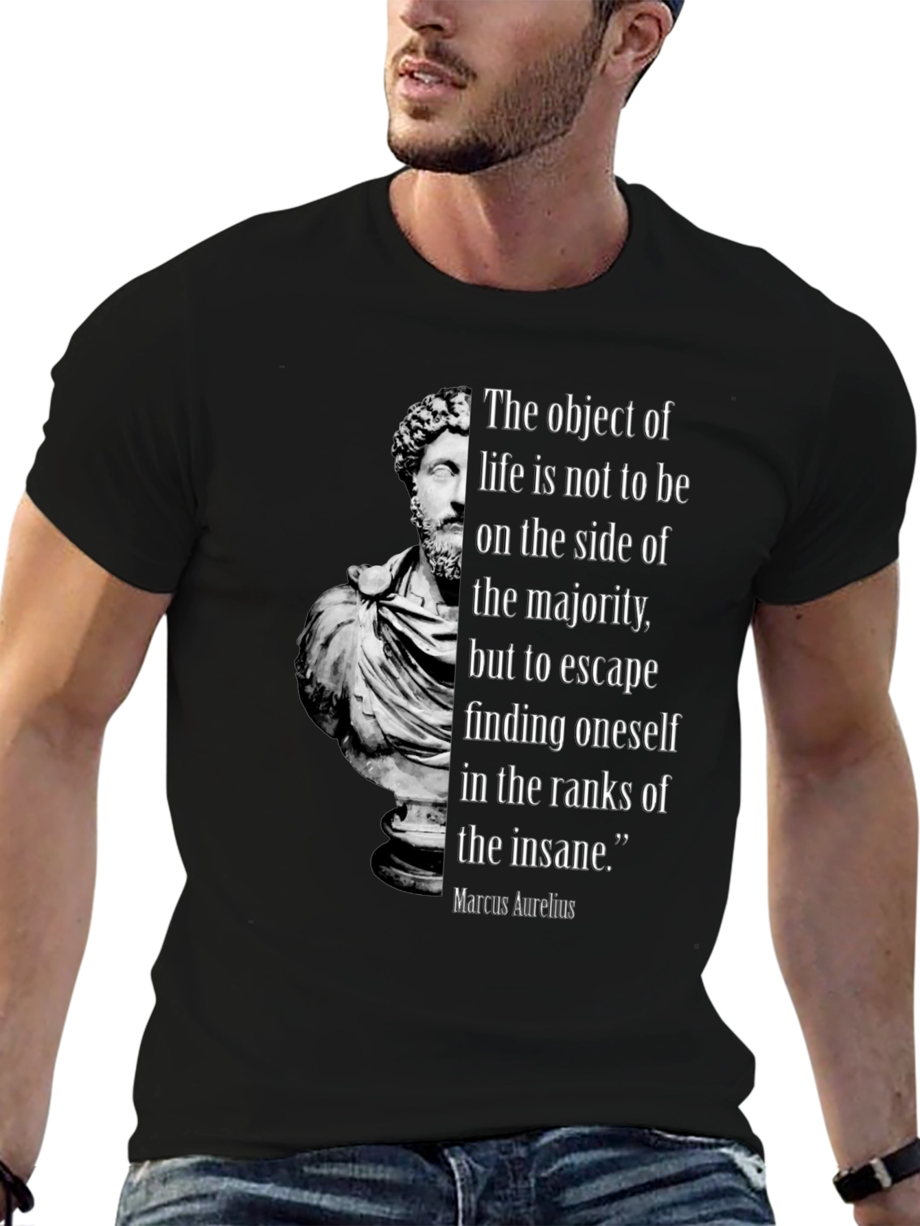 Philosophical Marcus Aurelius Quote Black T-Shirt