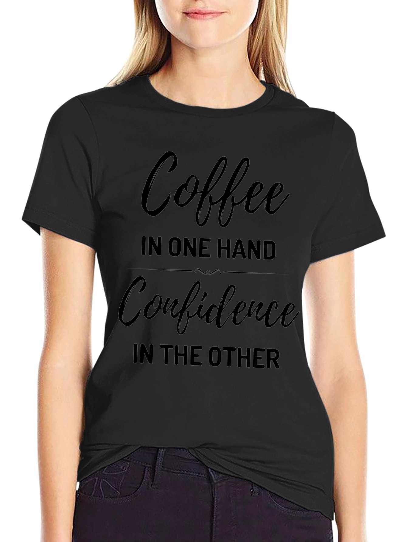 Coffee & Confidence Graphic Tee - Black T-Shirt