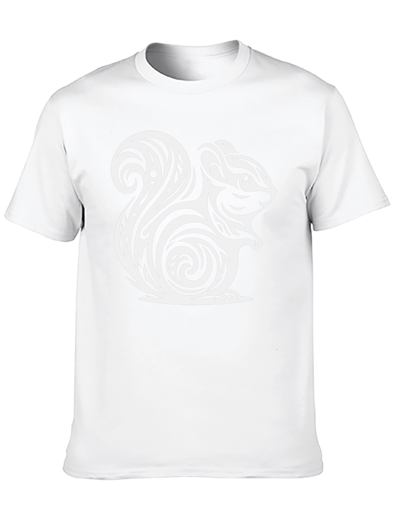 Tribal Squirrel Graphic Tee - Black Cotton Casual Shirt