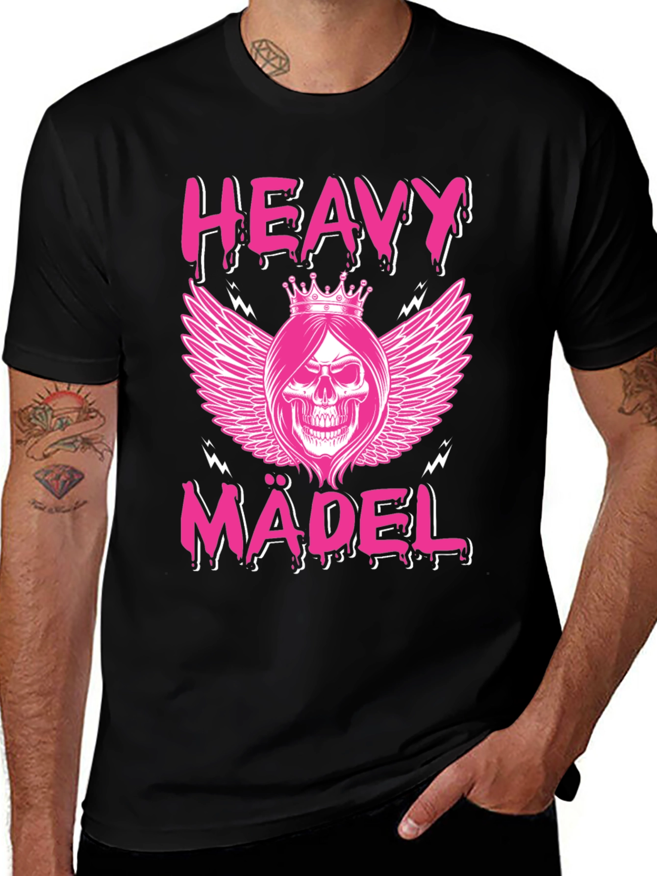 Heavy Mädel T-Shirt: Rocker Girl Skull Crown
