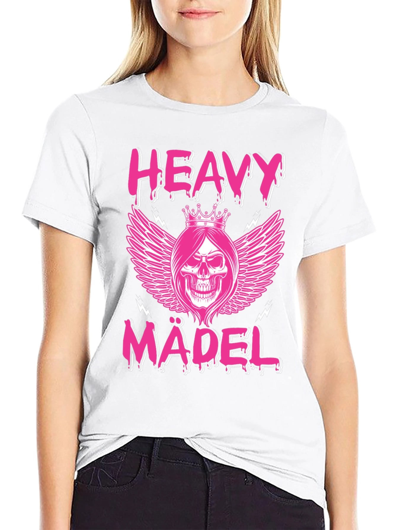Heavy Mädel T-Shirt: Rocker Girl Skull Crown