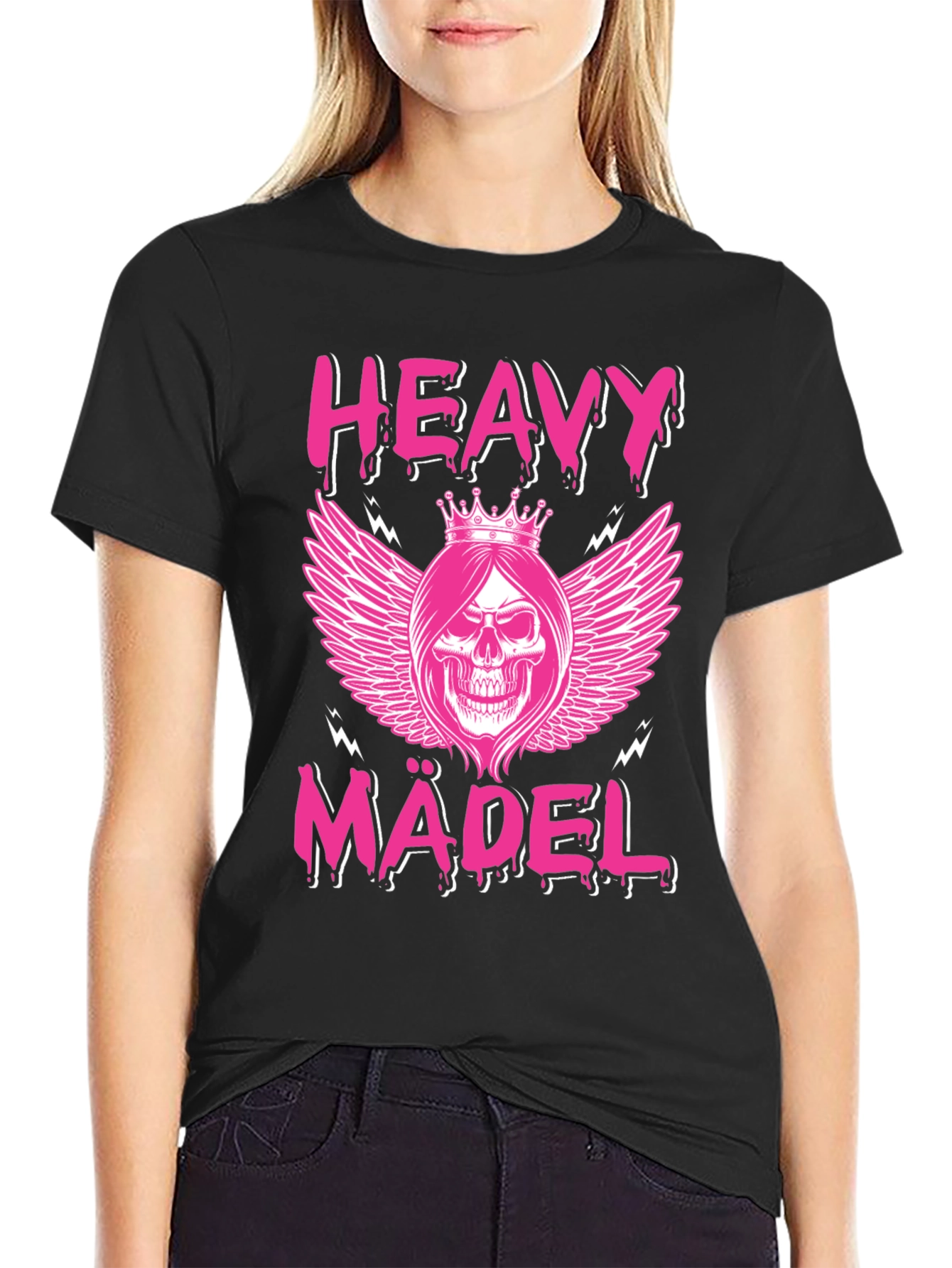 Heavy Mädel T-Shirt: Rocker Girl Skull Crown