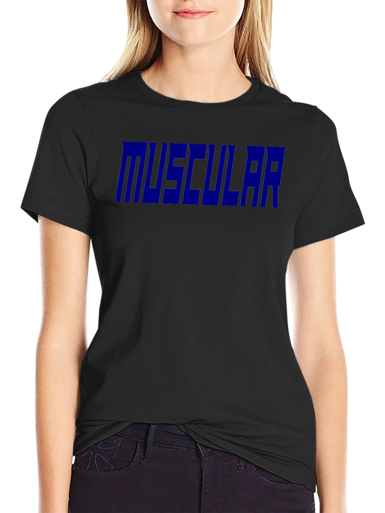 Muscular Graphic T-Shirt - Black Bold Print