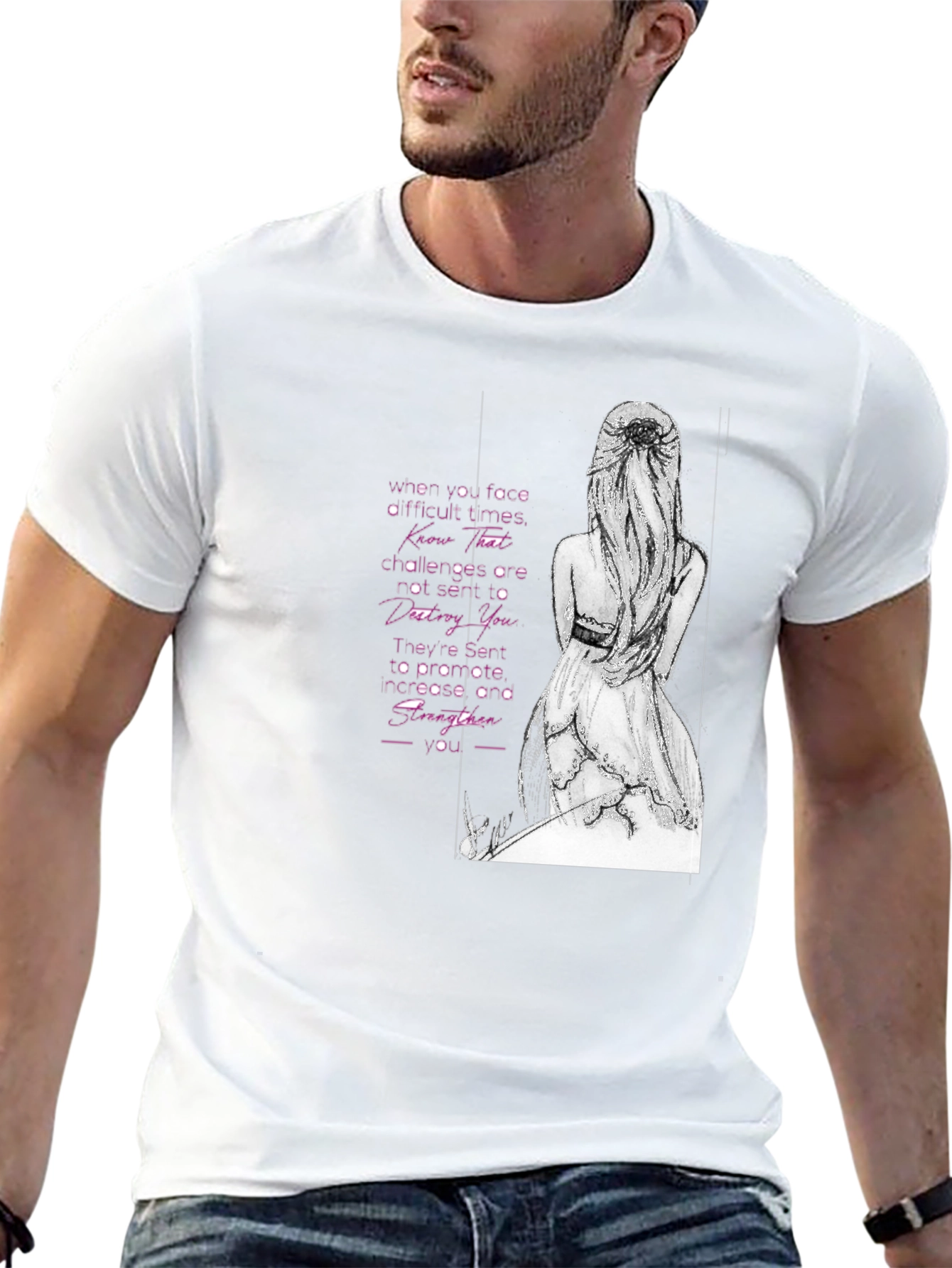 Black T-Shirt with Inspirational Woman Design