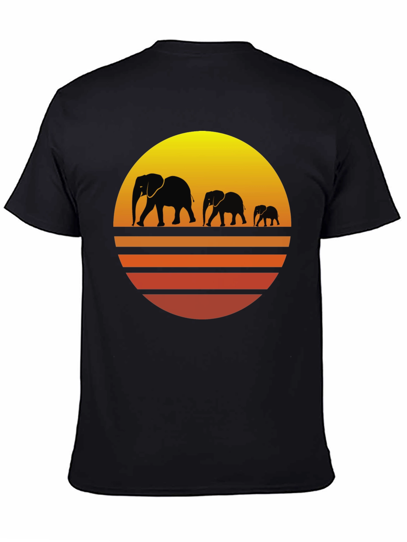 Elephant Sunset Graphic Tee - Mens Black T-Shirt