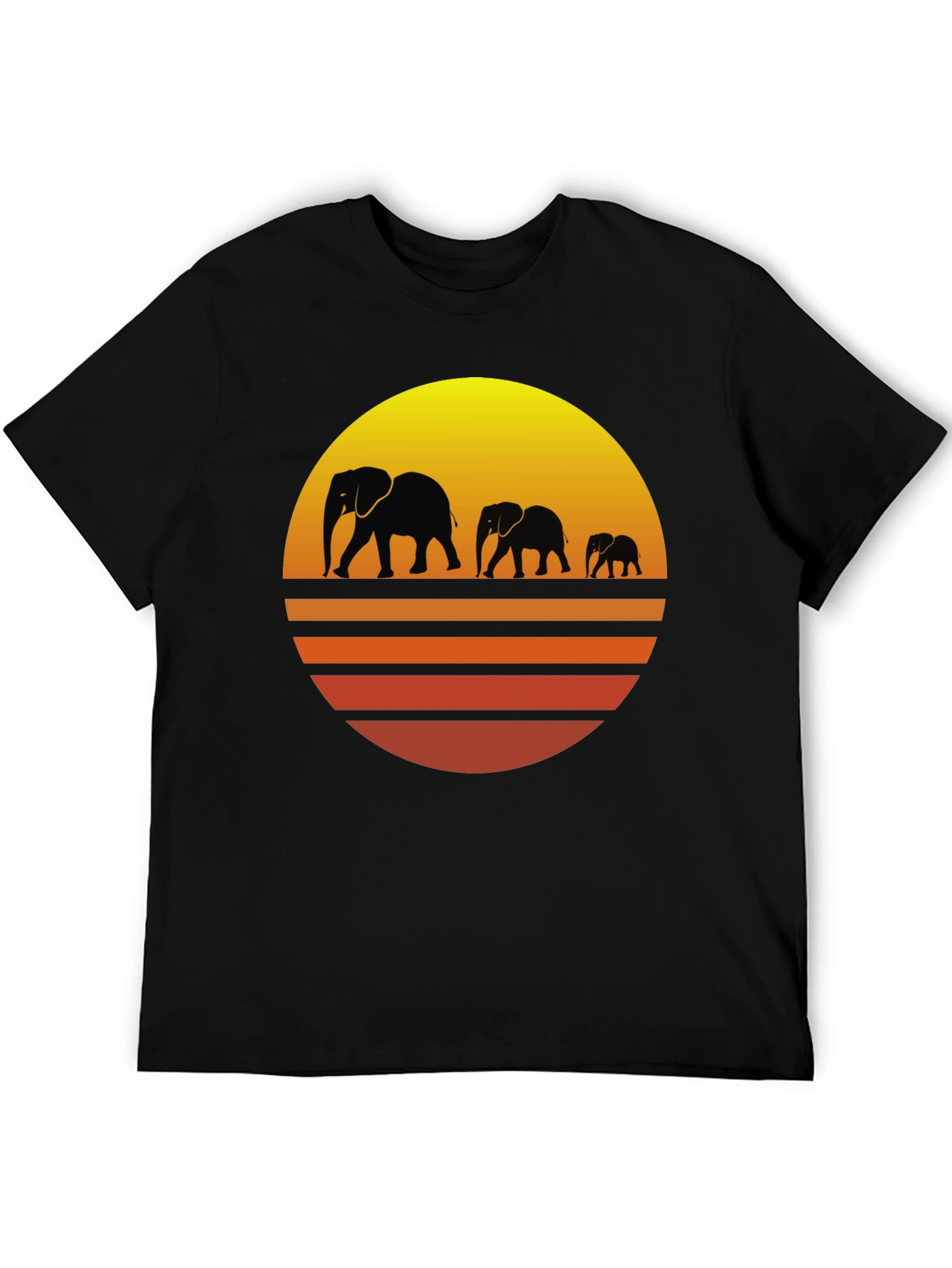 Elephant Sunset Graphic Tee - Mens Black T-Shirt