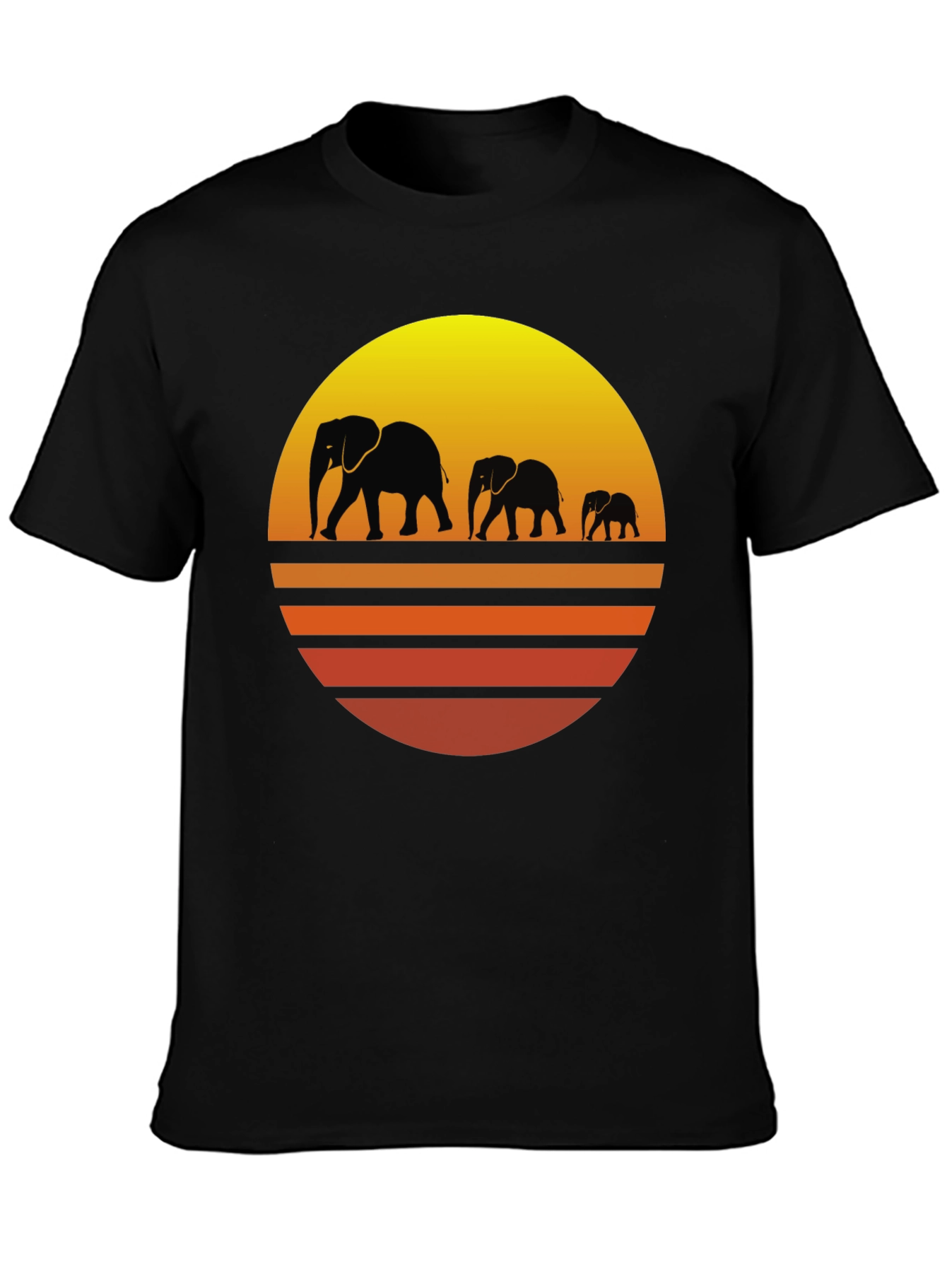 Elephant Sunset Graphic Tee - Mens Black T-Shirt