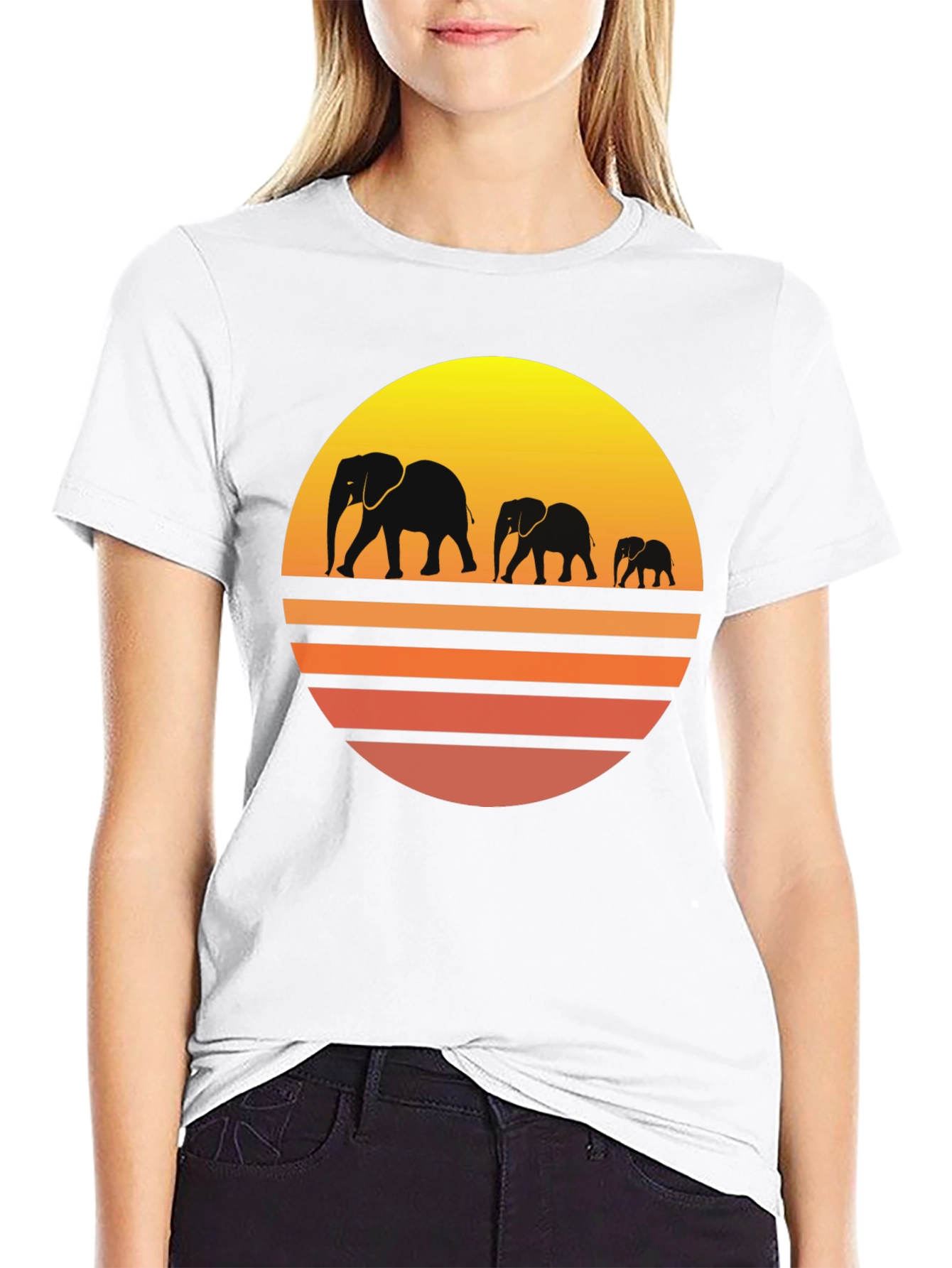 Elephant Sunset Graphic Tee - Mens Black T-Shirt