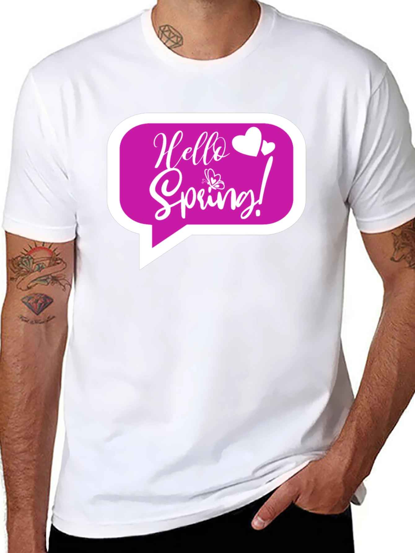 Hello Spring! Graphic T-Shirt - Stylish Black Tee