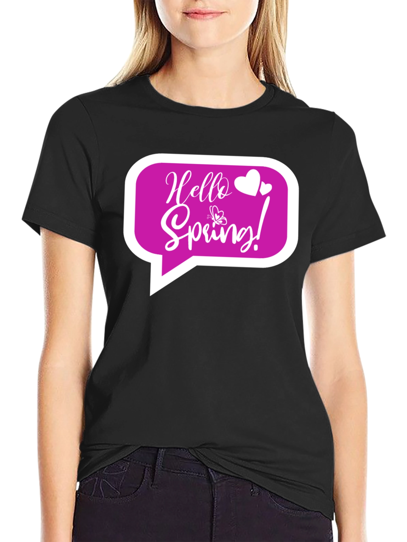 Hello Spring! Graphic T-Shirt - Stylish Black Tee