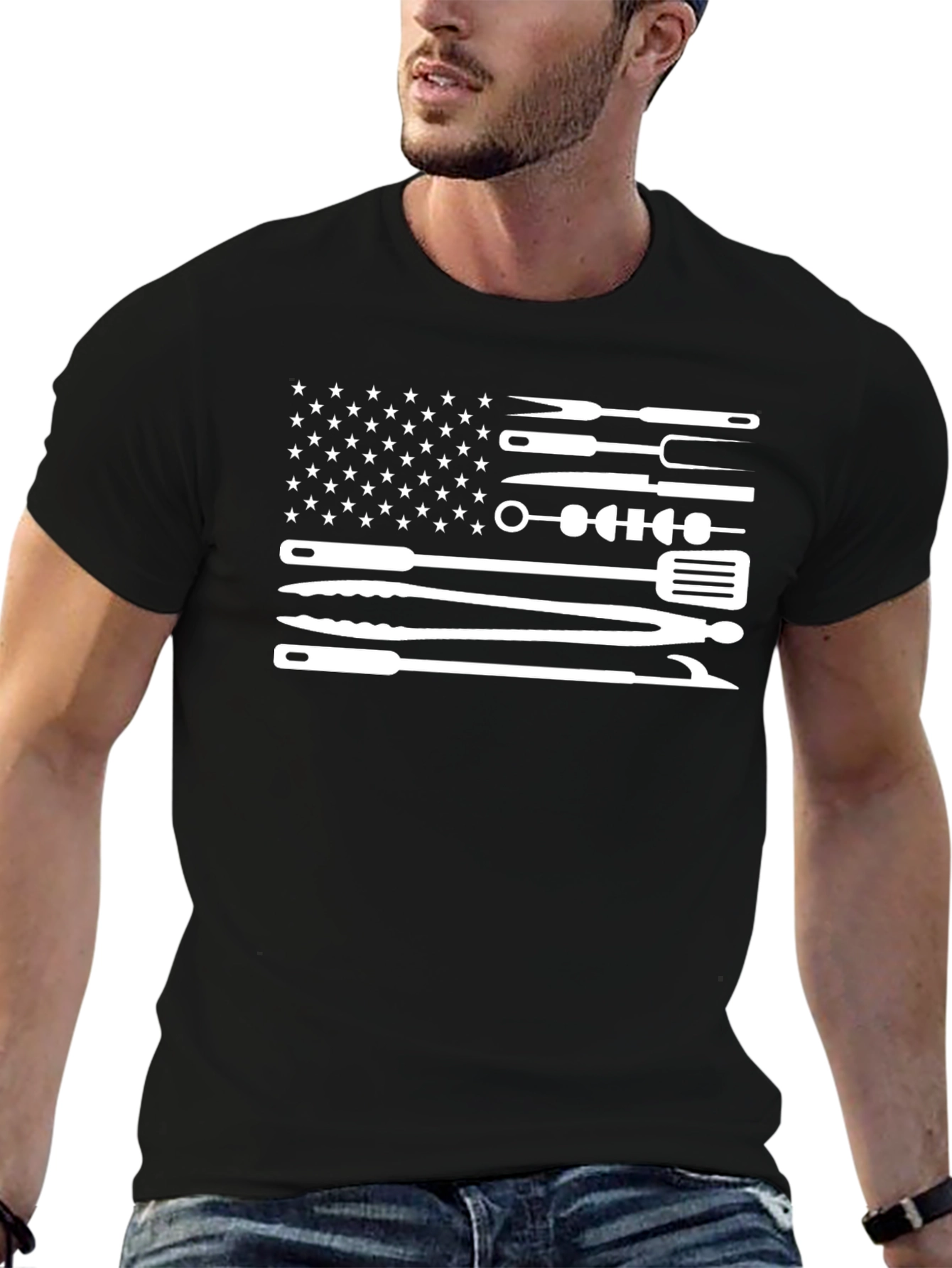 BBQ Grill American Flag T-Shirt