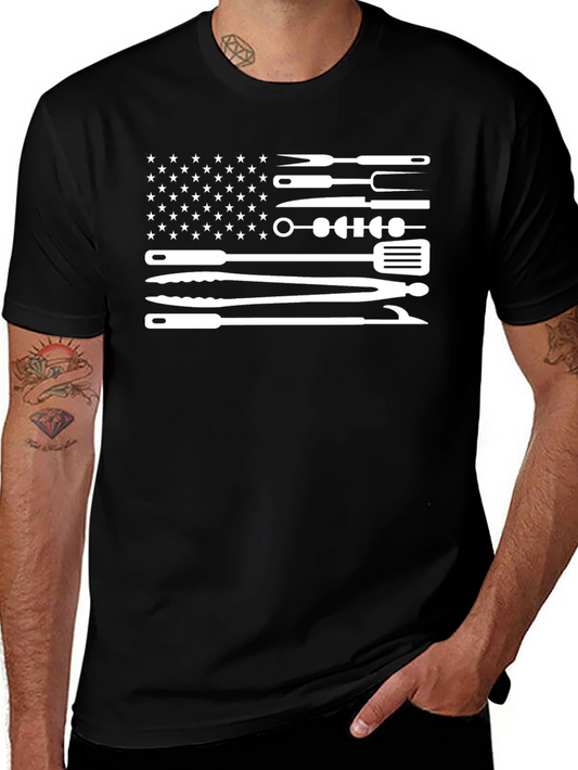 BBQ Grill American Flag T-Shirt