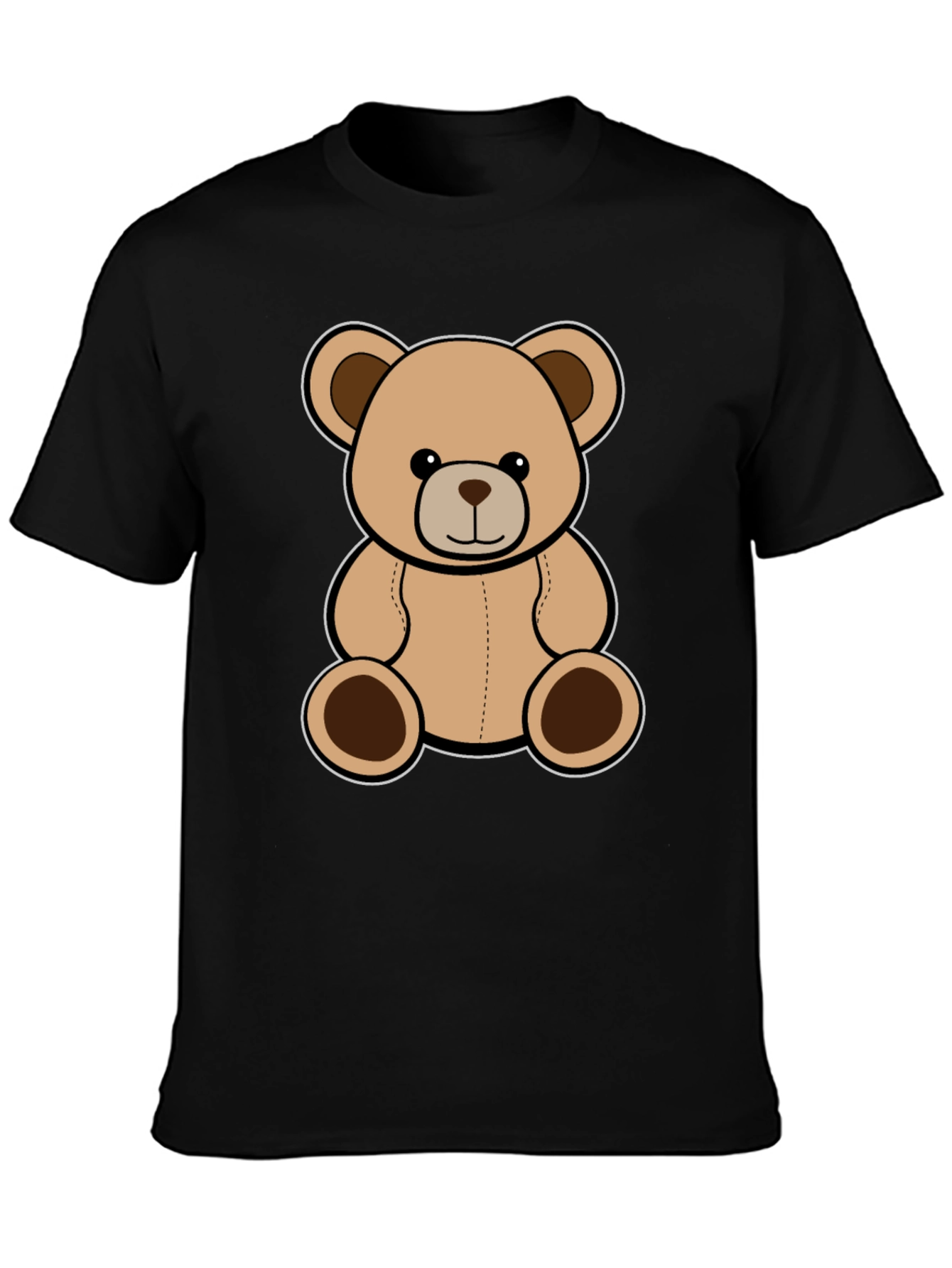 Cute Teddy Bear Graphic Black T-Shirt