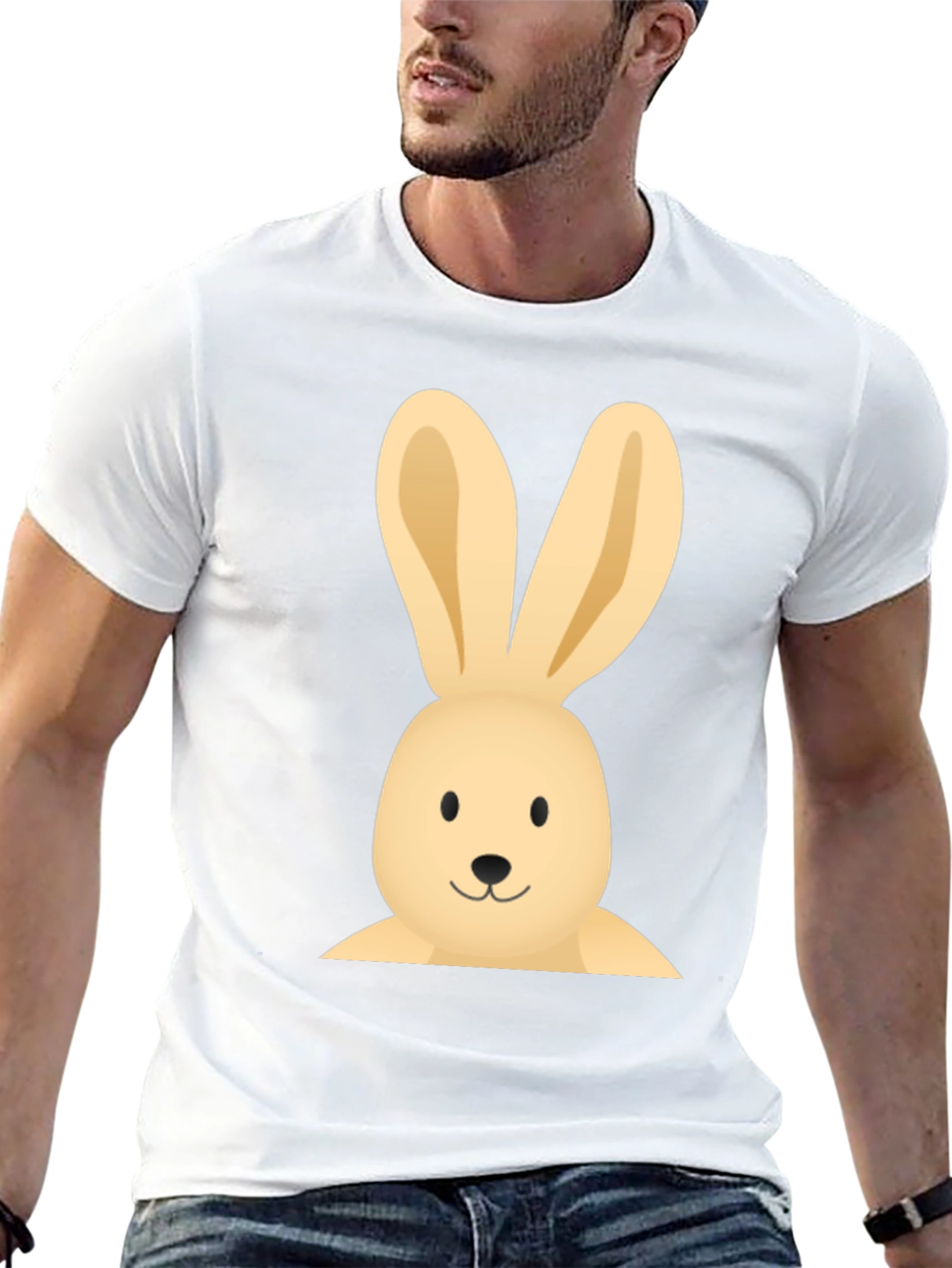 Bunny Graphic Tee - Casual Black Cotton T-Shirt