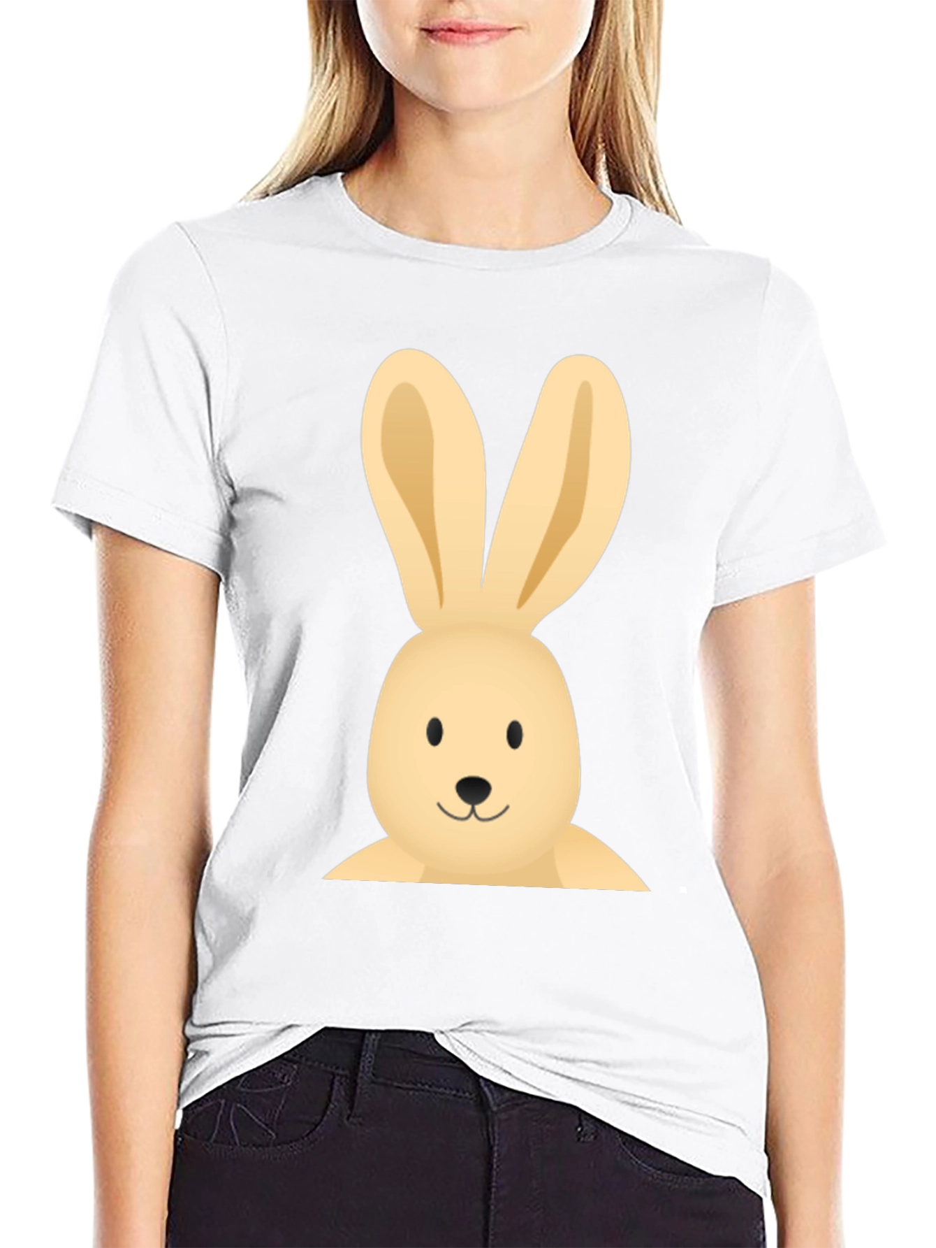 Bunny Graphic Tee - Casual Black Cotton T-Shirt