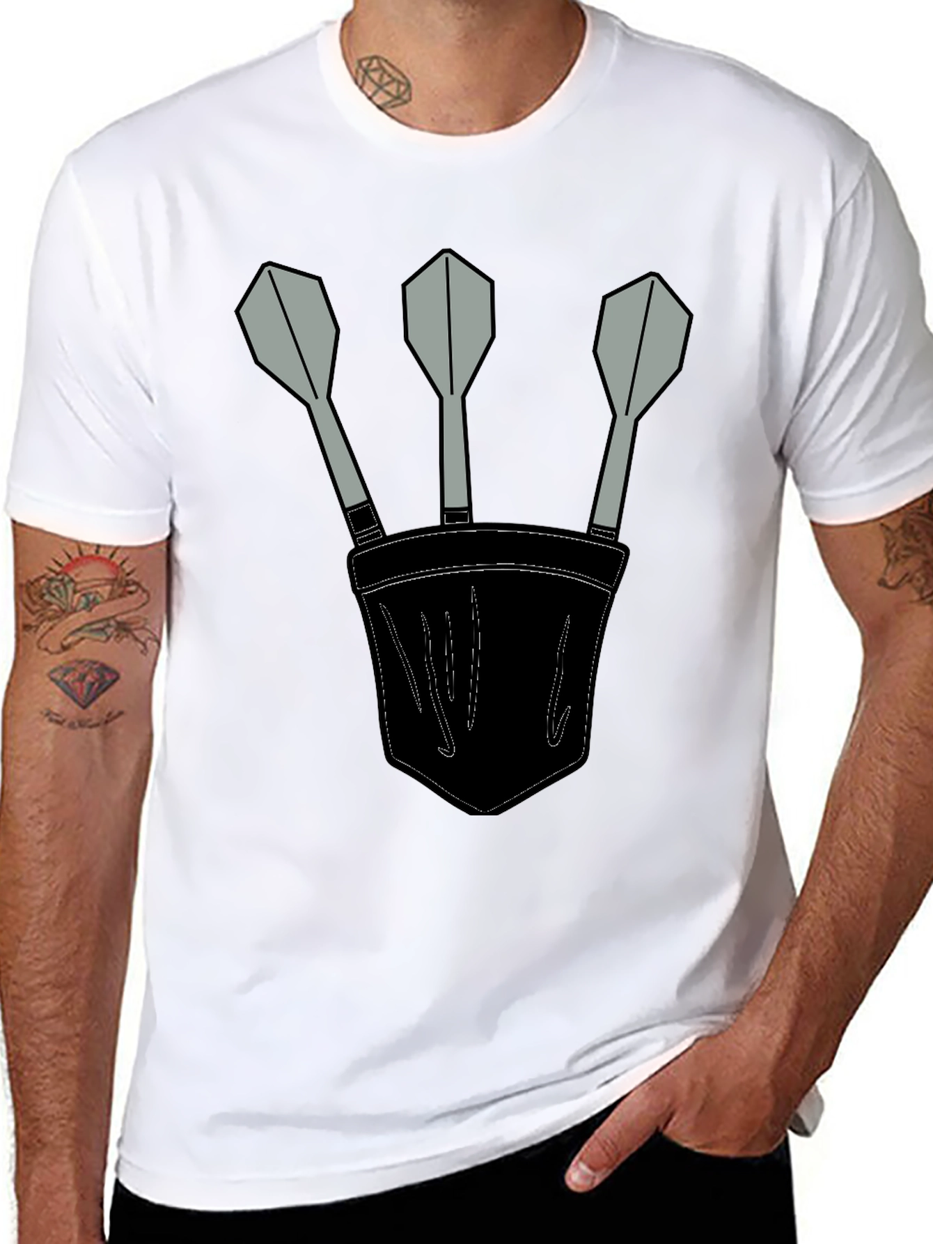 Darts in Pocket Graphic T-Shirt
