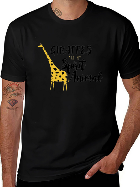 Giraffe Spirit Animal Graphic Black T-Shirt
