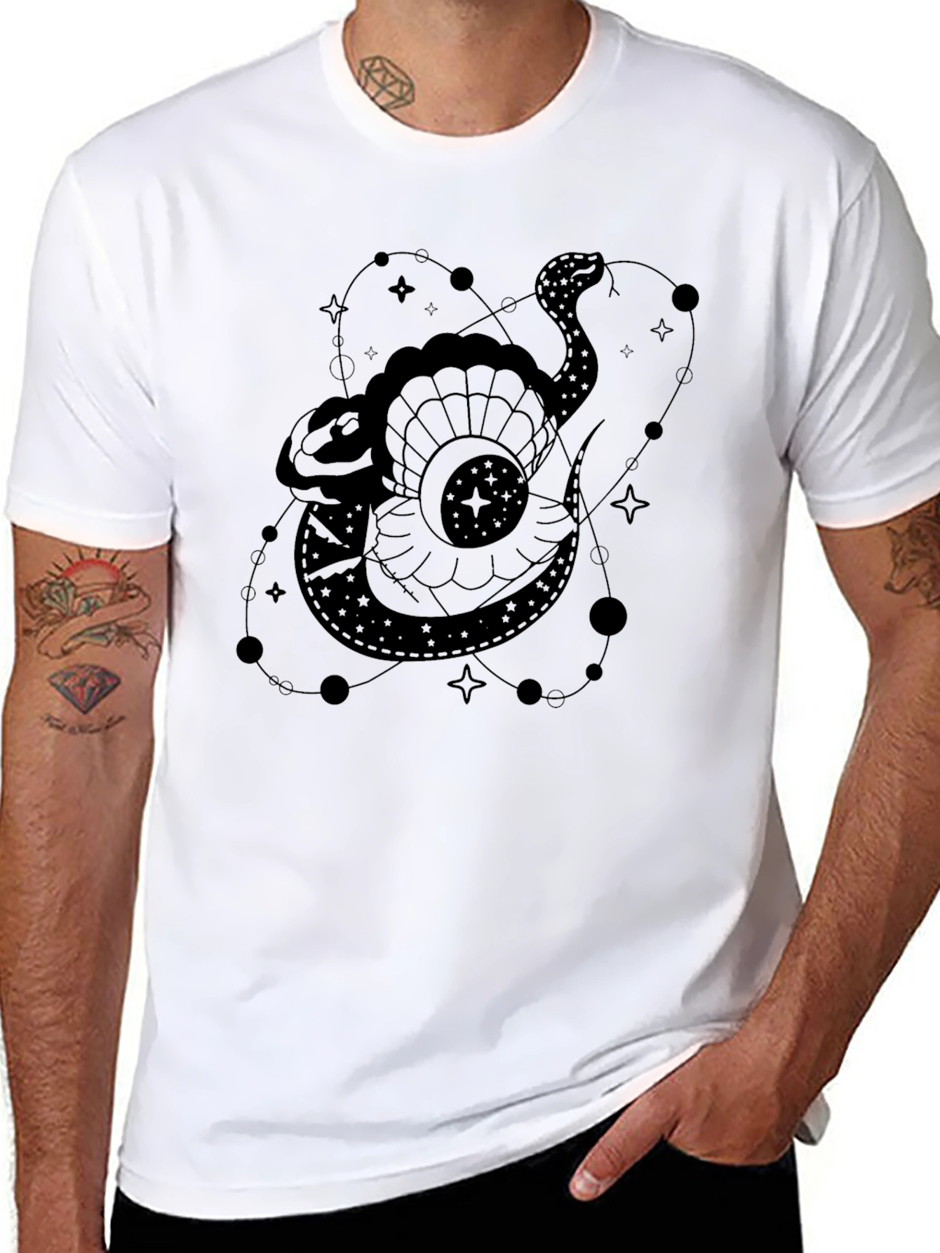 Celestial Snake Graphic Tee - Stylish Unisex T-Shirt