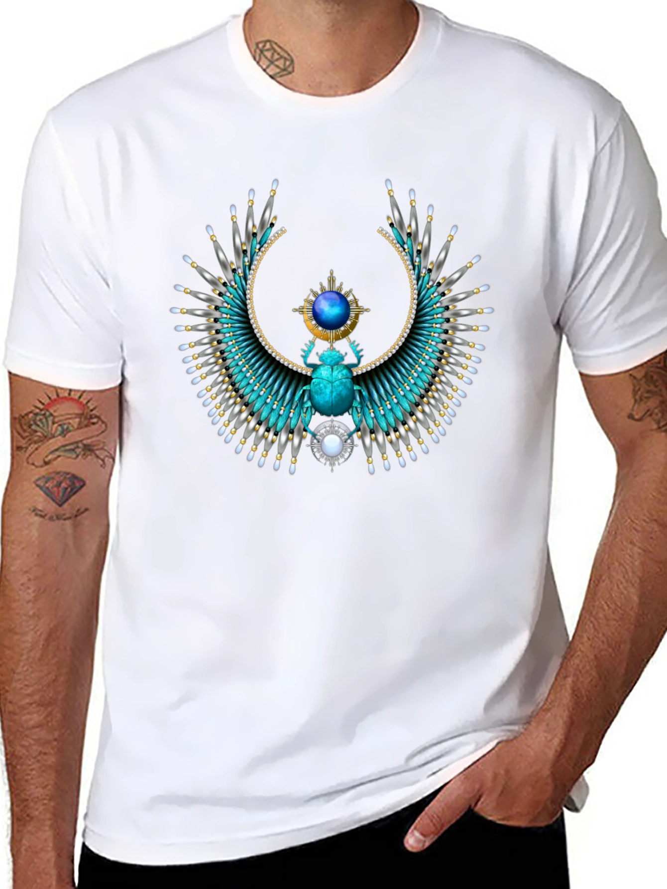 Egyptian Scarab Beetle Graphic Print T-Shirt