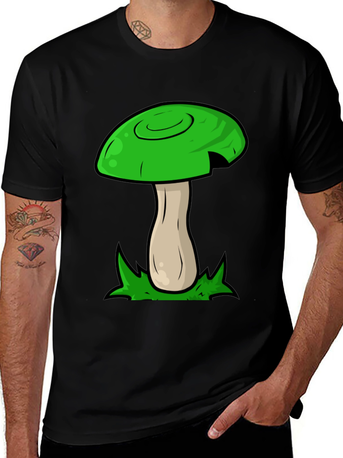 Mushroom Graphic Tee - Funky Green Design