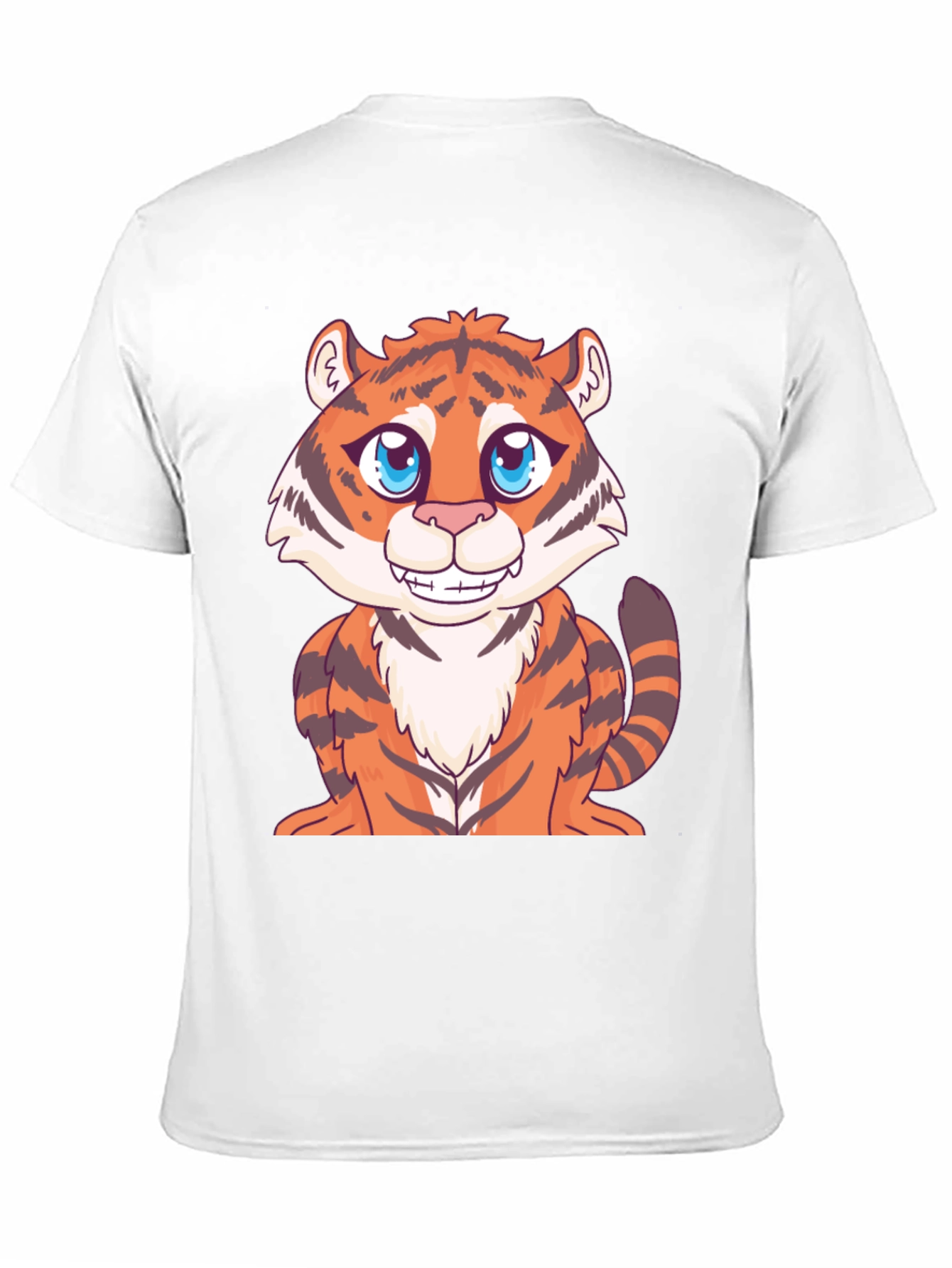 Cute Cartoon Tiger Graphic Black T-Shirt