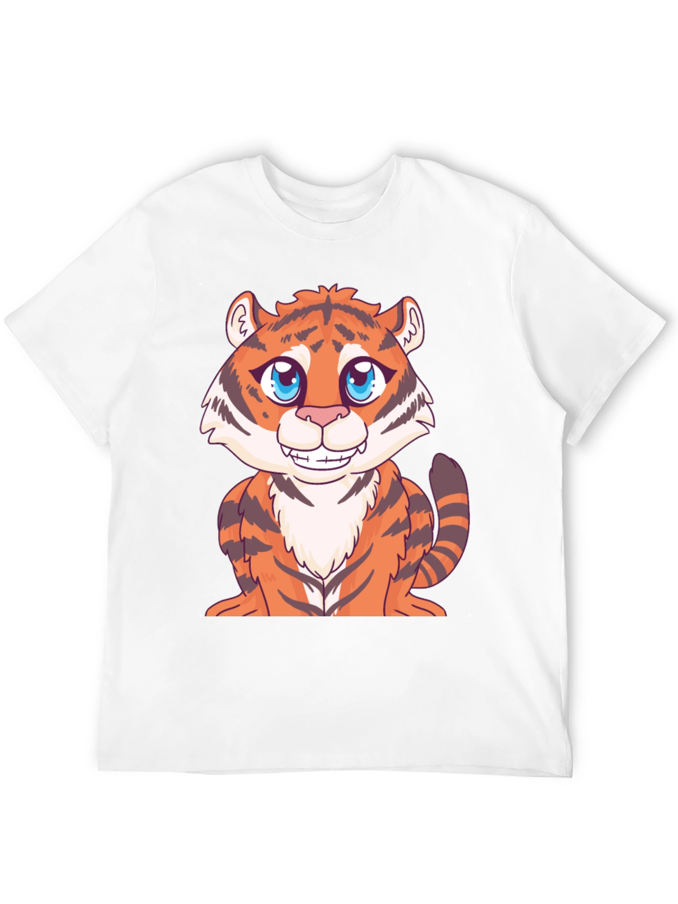 Cute Cartoon Tiger Graphic Black T-Shirt