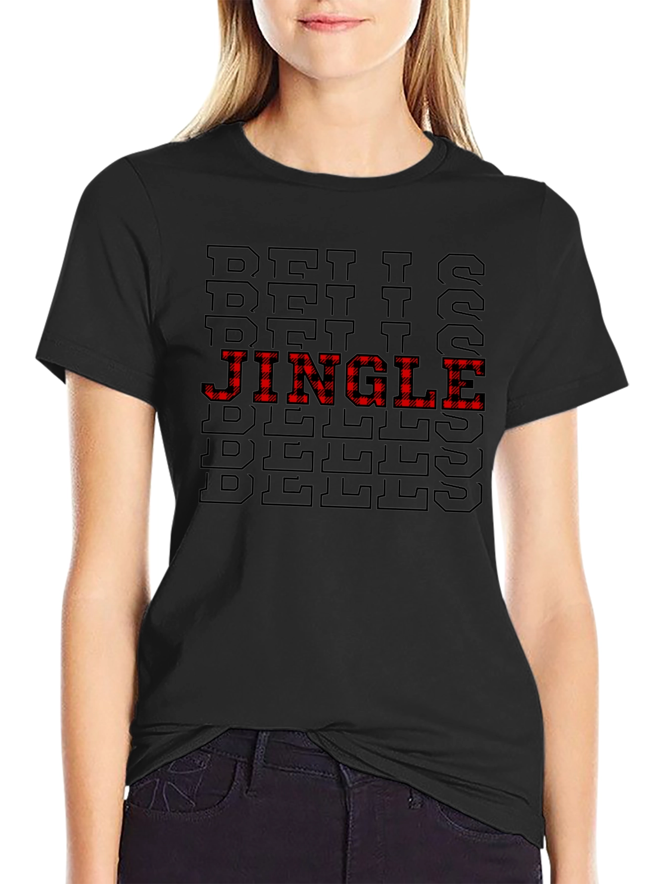 Jingle Bells Patterned Holiday T-Shirt