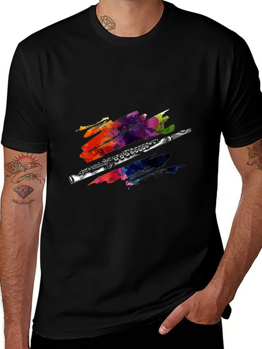 Flute Watercolor Graphic Print T-Shirt