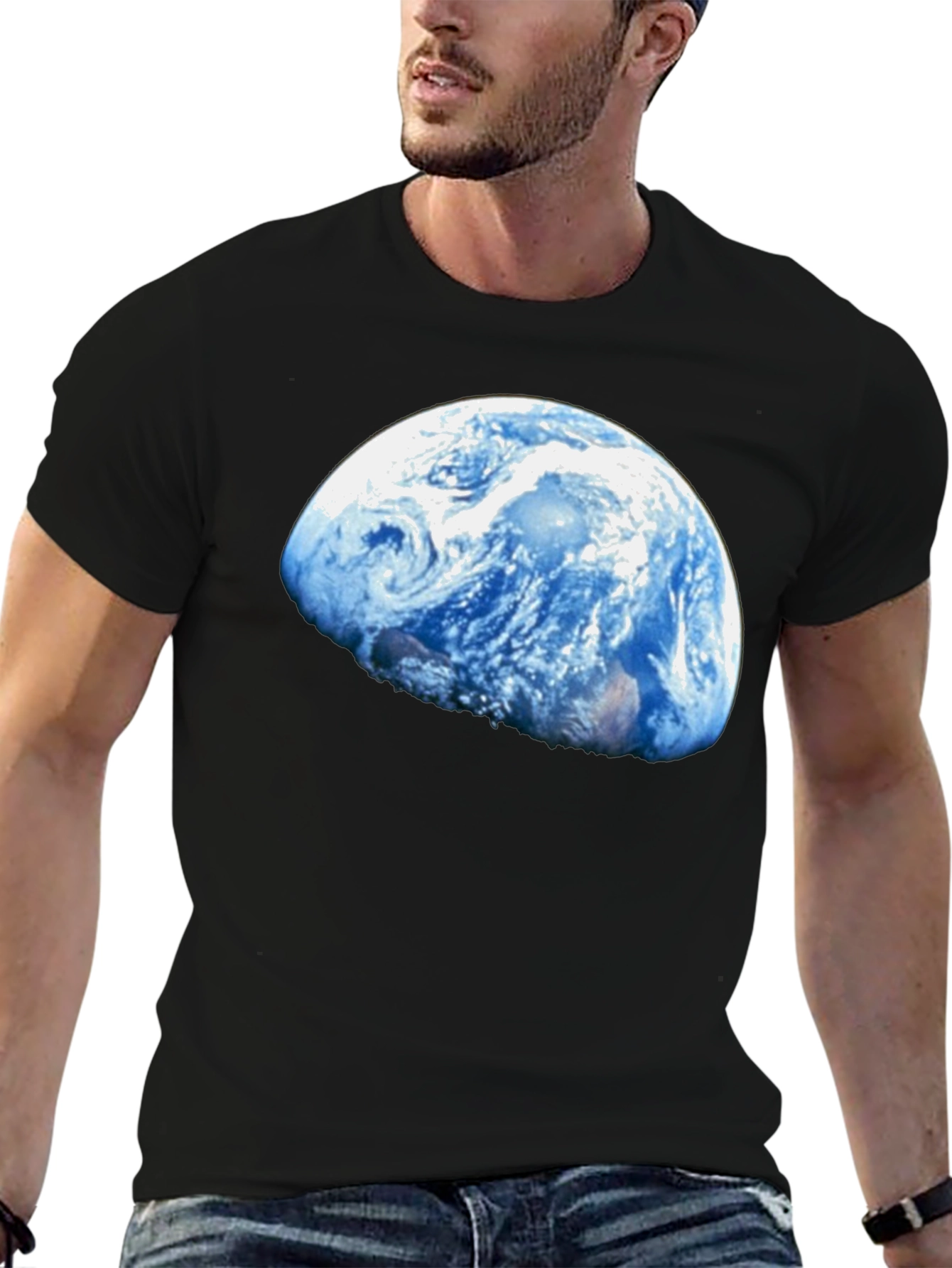 Earth Graphic T-Shirt - Black Cotton Tee