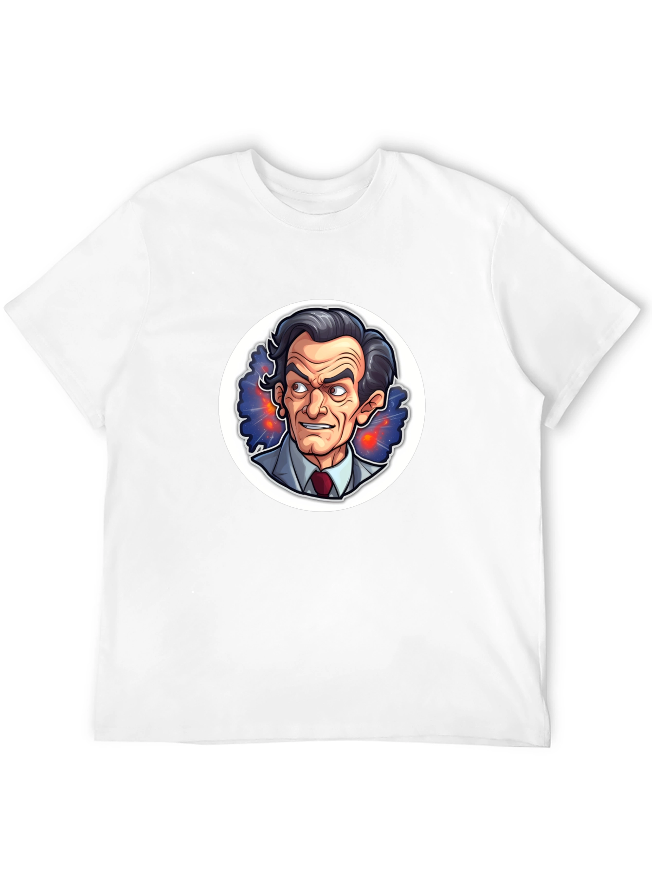 Black T-Shirt with Cartoon Mad Scientist Design