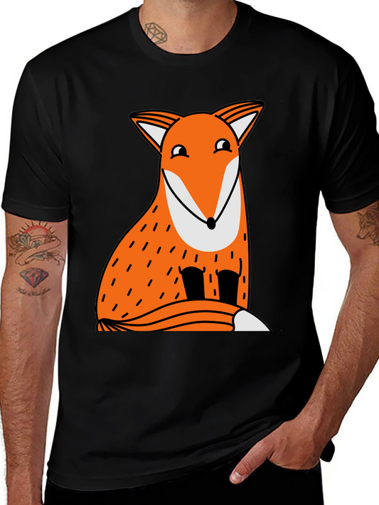 Funny Fox Graphic Tee - Black Cotton T-Shirt