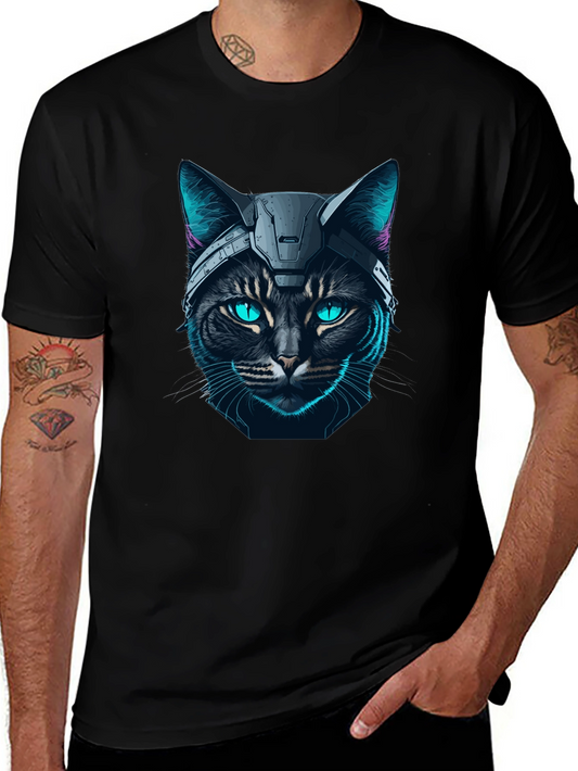 Cyber Cat T-Shirt - Futuristic Feline Design