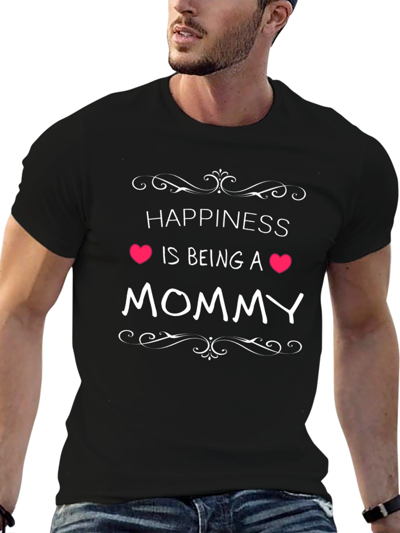 Happiness is Being a Mommy Black T-Shirt