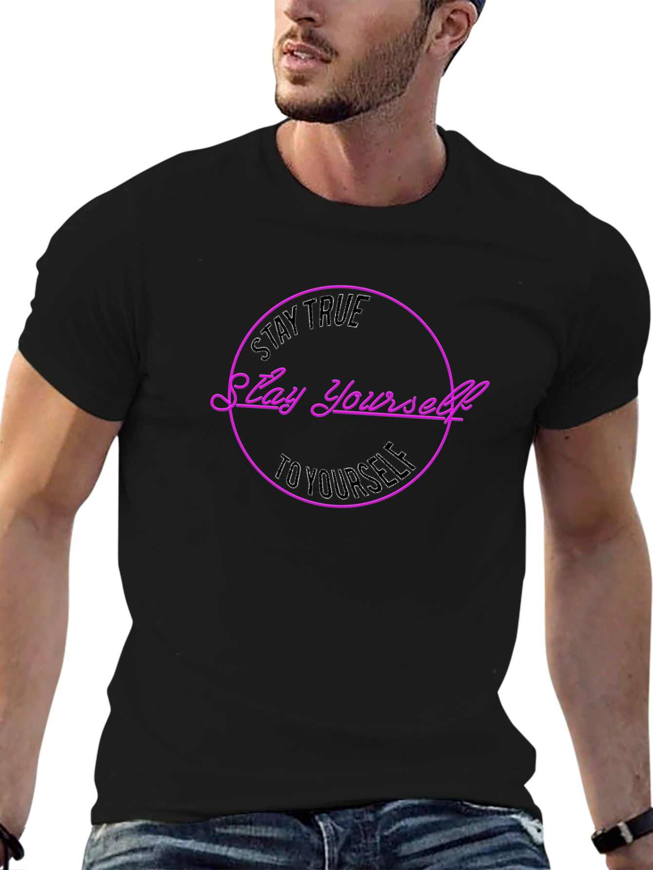 Stay True T-Shirt: Black Graphic Tee