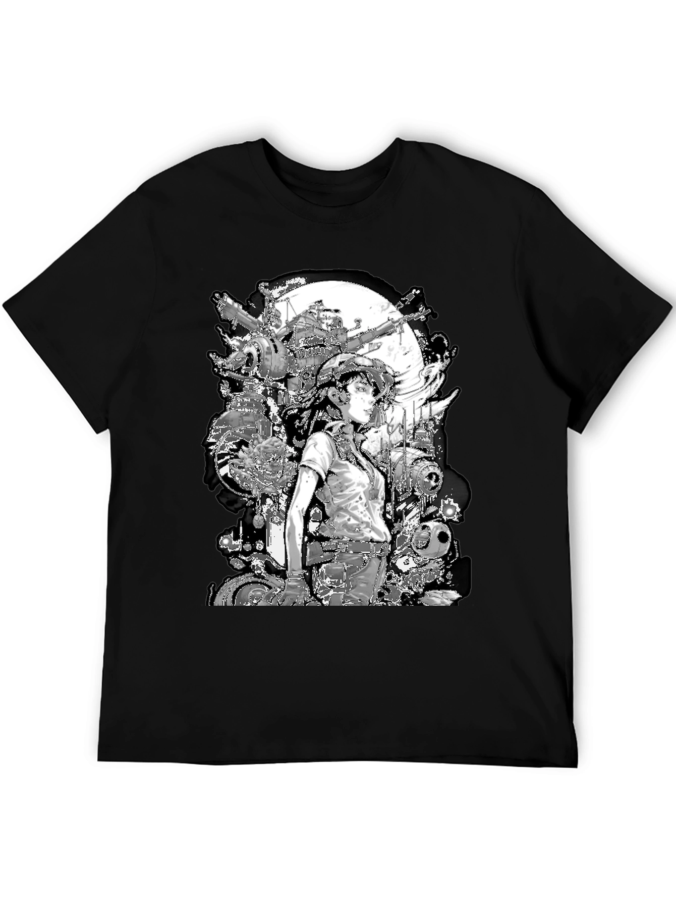 Anime Girl & Mecha T-Shirt - Sci-Fi Graphic Tee