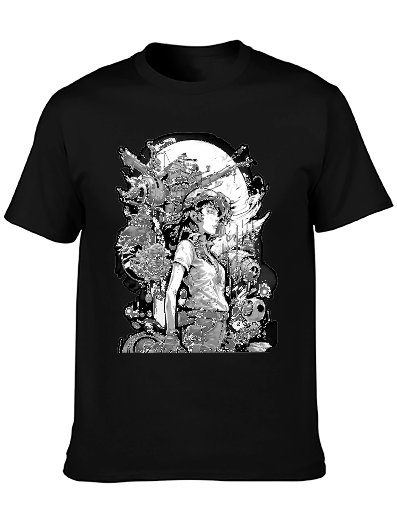 Anime Girl & Mecha T-Shirt - Sci-Fi Graphic Tee