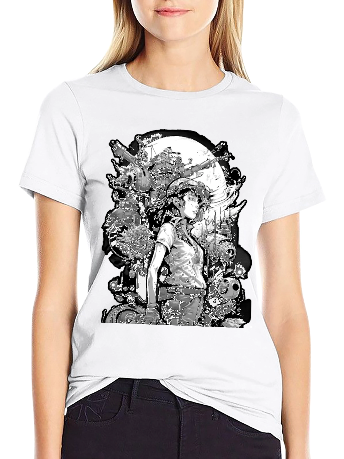 Anime Girl & Mecha T-Shirt - Sci-Fi Graphic Tee