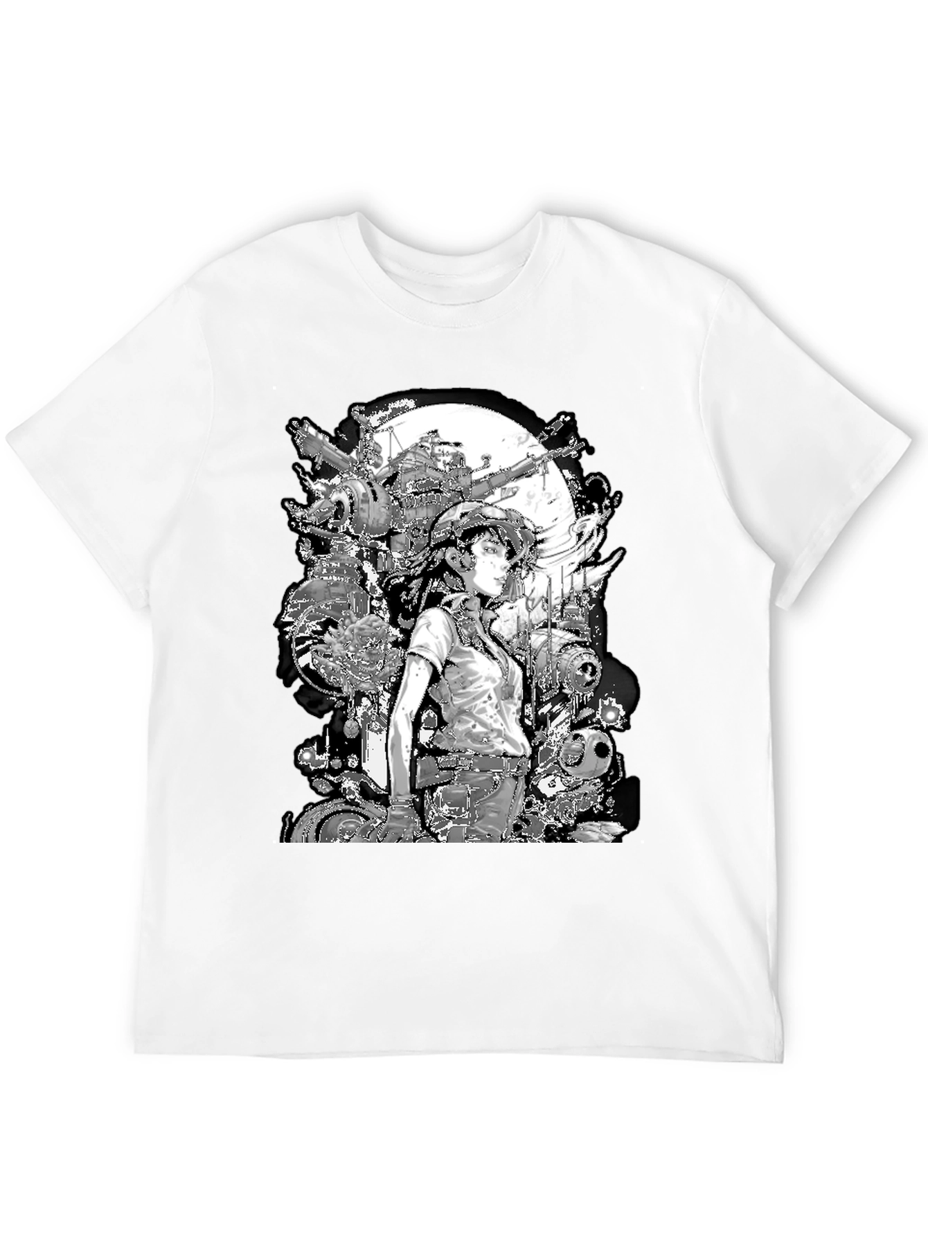Anime Girl & Mecha T-Shirt - Sci-Fi Graphic Tee