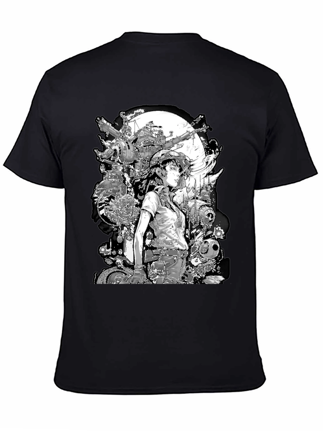 Anime Girl & Mecha T-Shirt - Sci-Fi Graphic Tee
