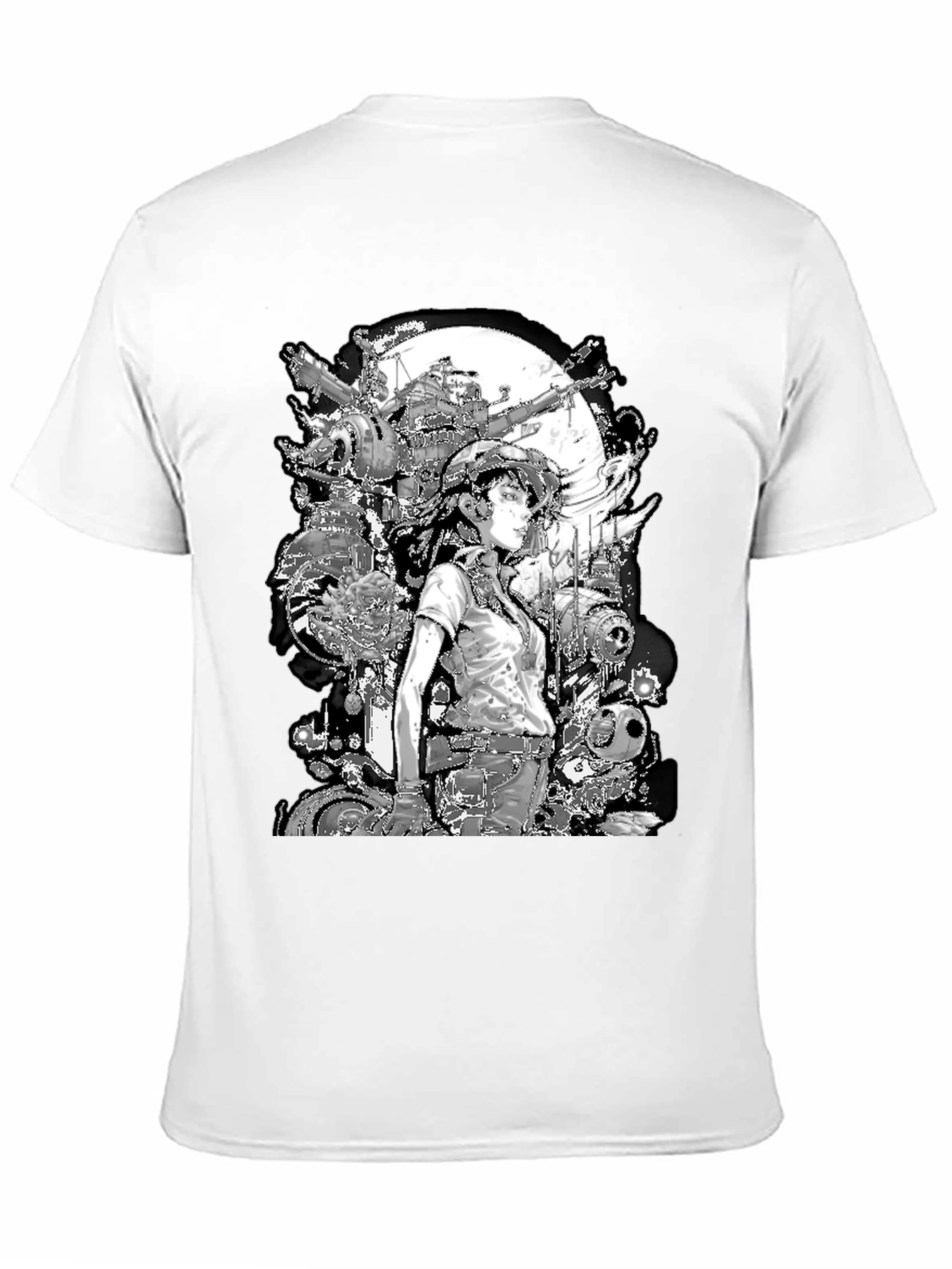 Anime Girl & Mecha T-Shirt - Sci-Fi Graphic Tee