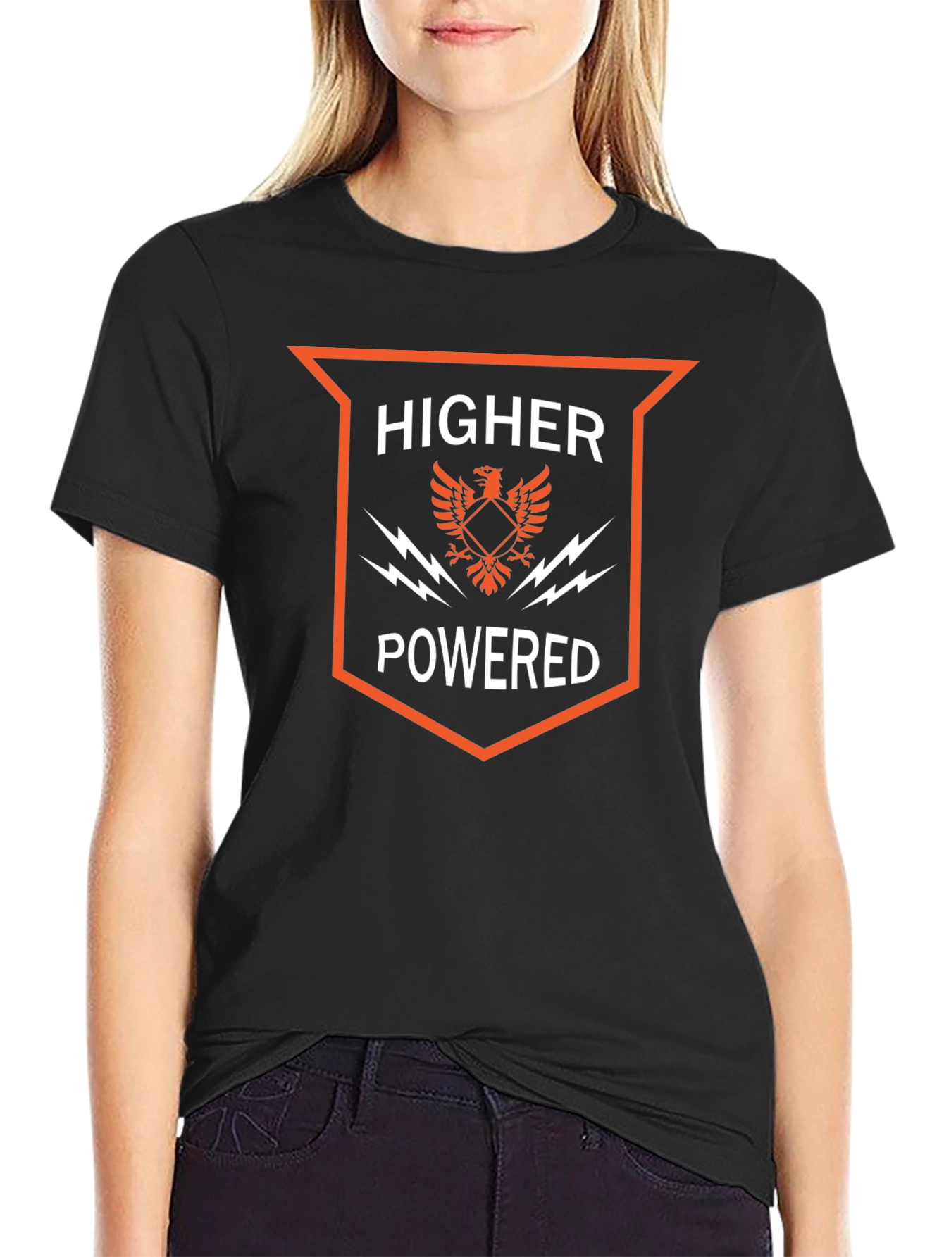 Higher Powered Graphic Print Black Tee